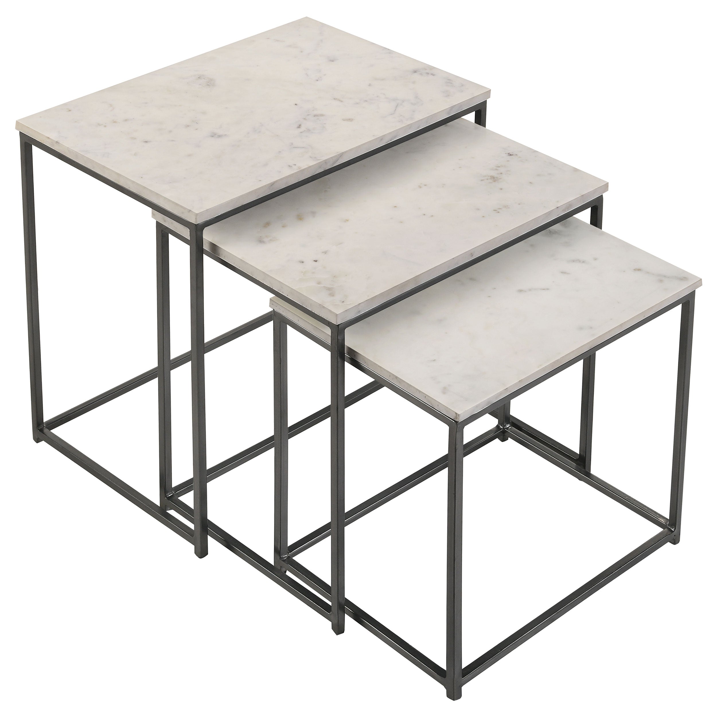 Medora 3-piece Marble Top Nesting Table Set White — view 3