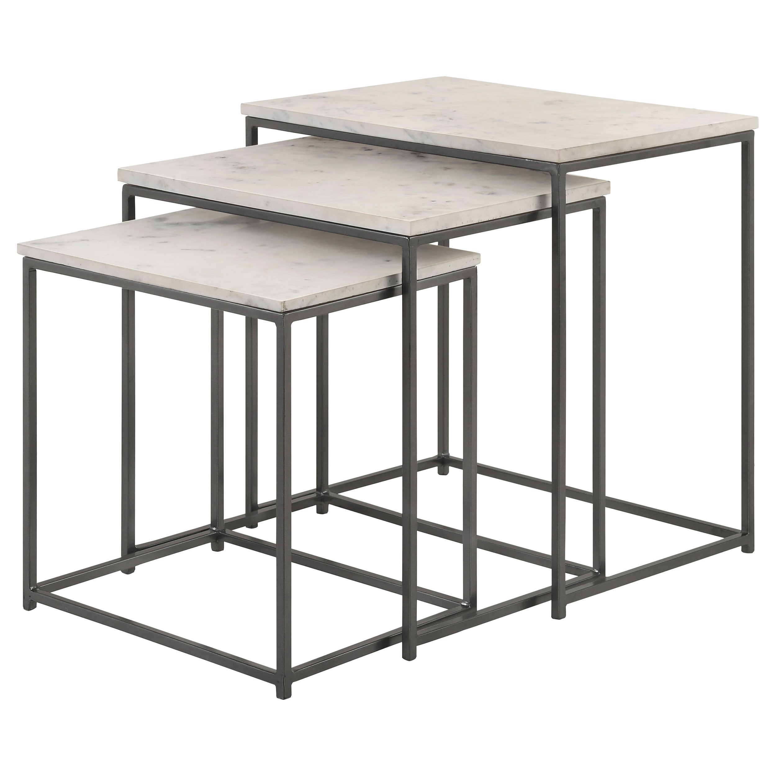 Medora 3-piece Marble Top Nesting Table Set White — view 5