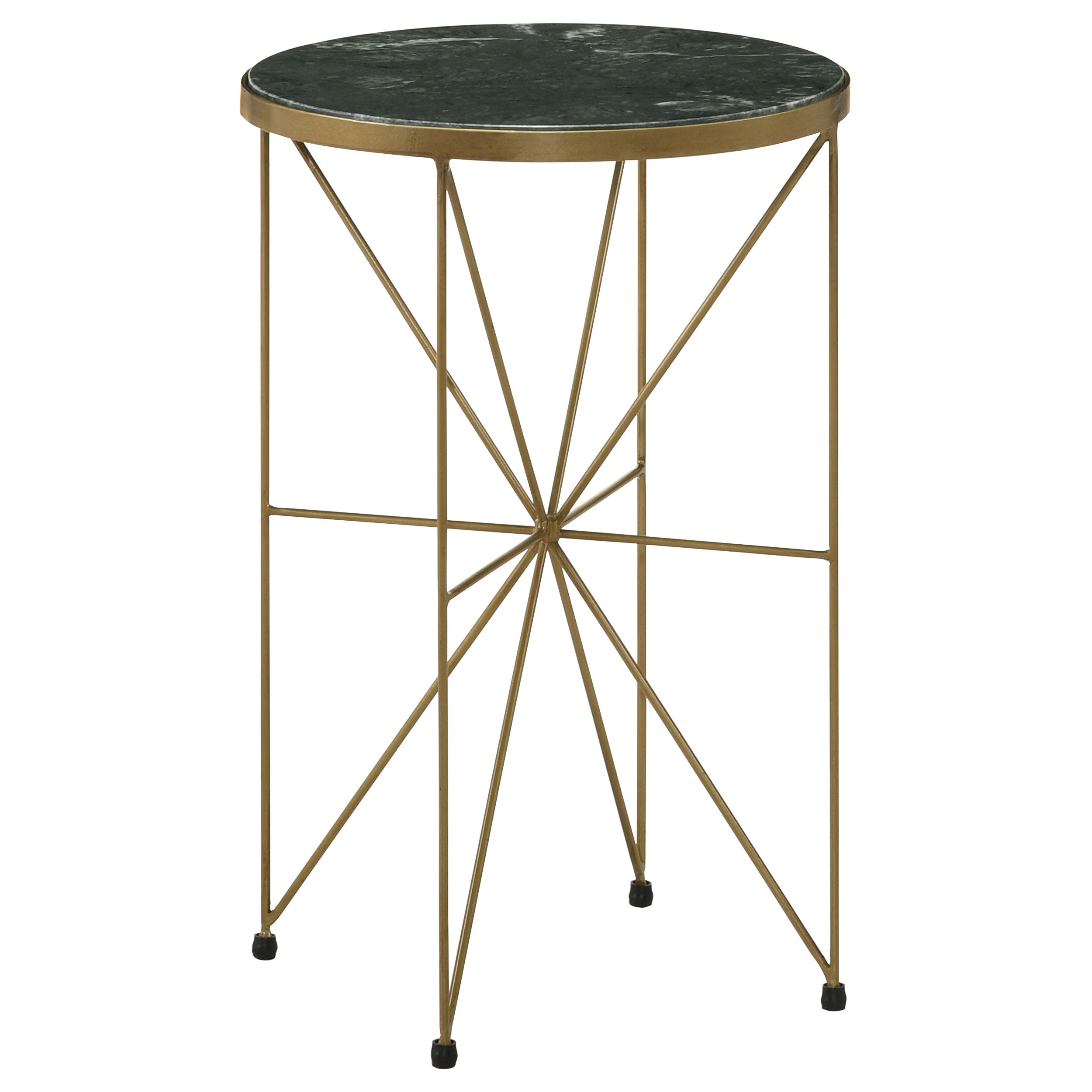 Eliska Round Green Marble Top Accent Side Table Antique Gold — view 1