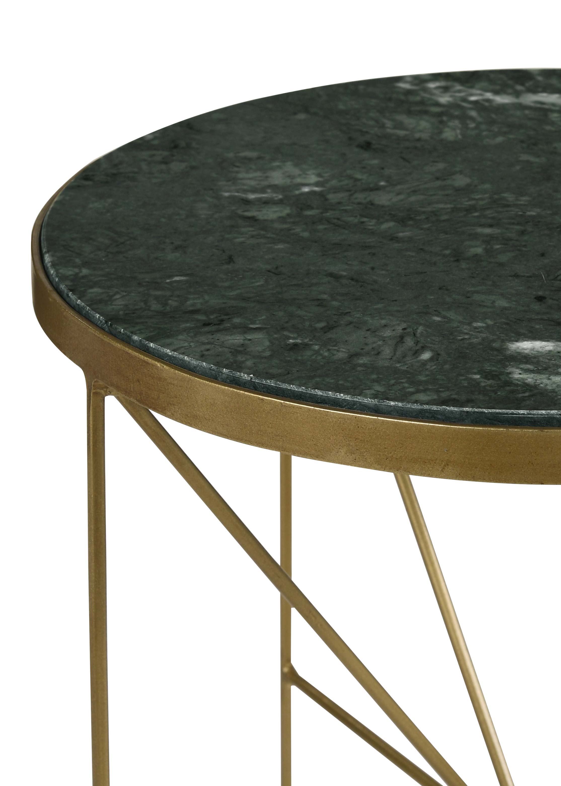 Eliska Round Green Marble Top Accent Side Table Antique Gold — view 4