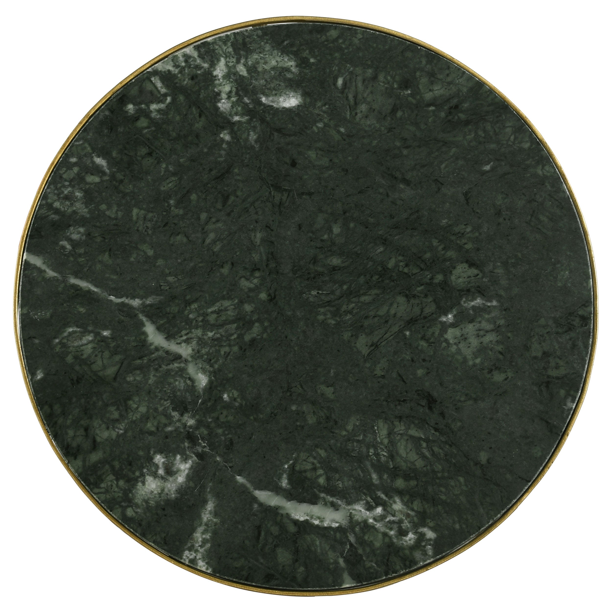 Eliska Round Green Marble Top Accent Side Table Antique Gold — view 6