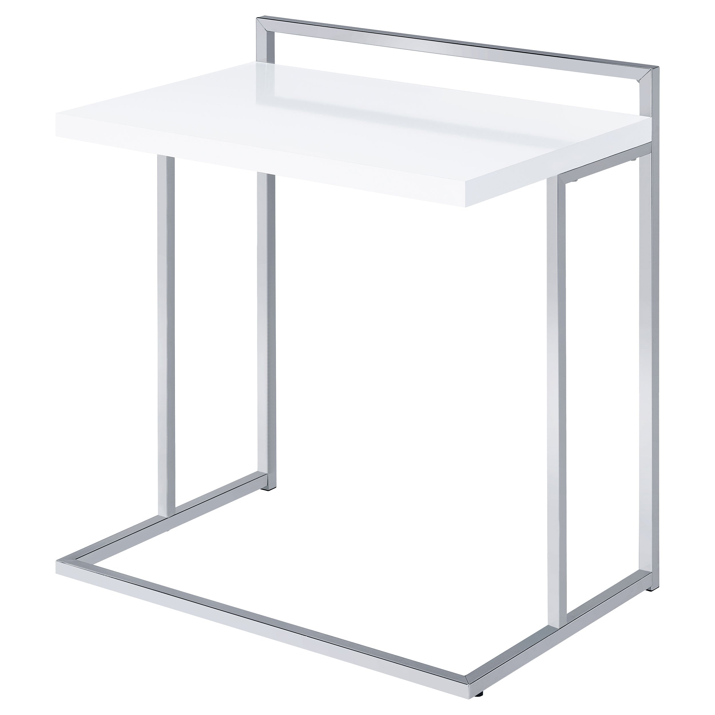 Dani Rectangular C-Shaped Sofa Side Table White High Gloss — view 3