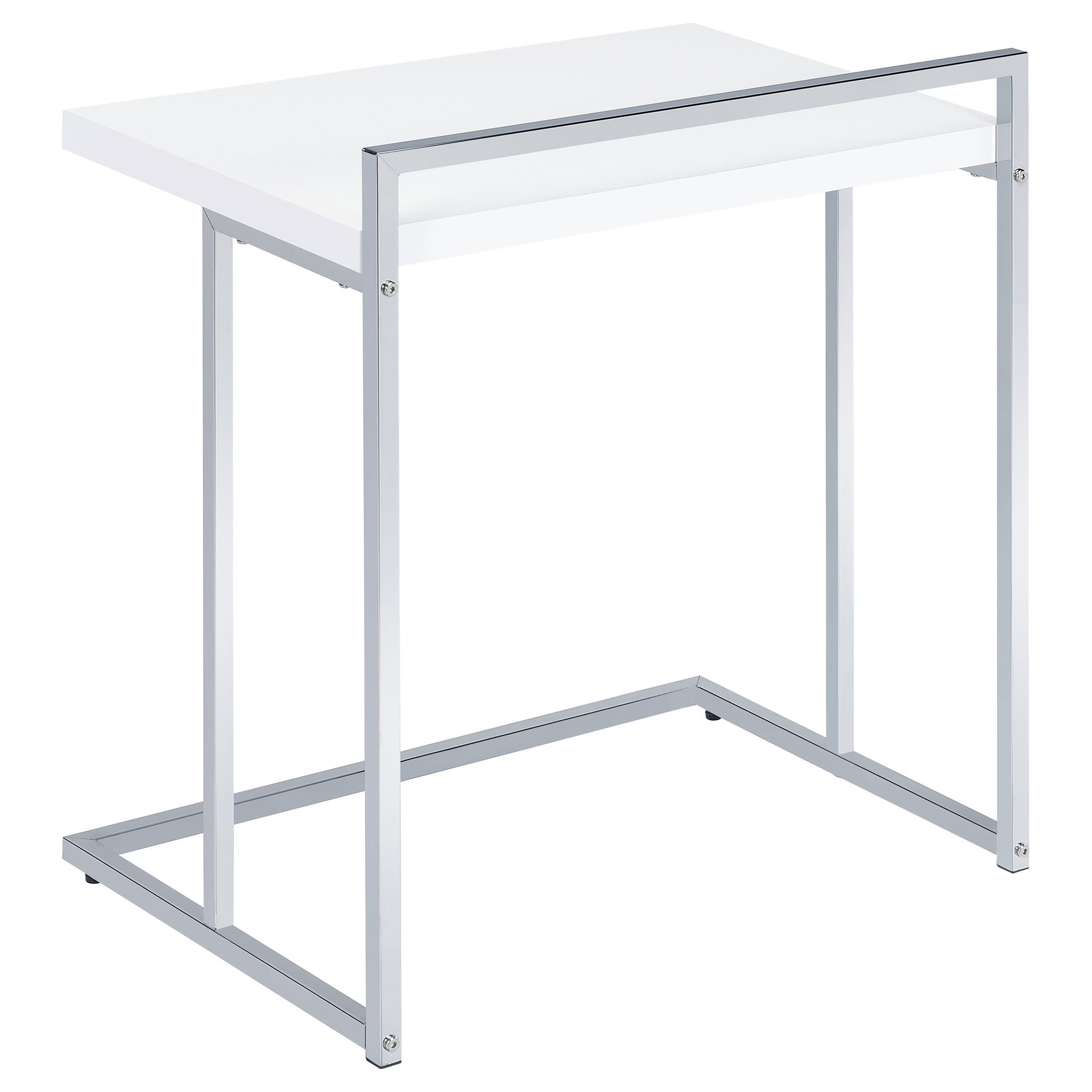 Dani Rectangular C-Shaped Sofa Side Table White High Gloss — view 4