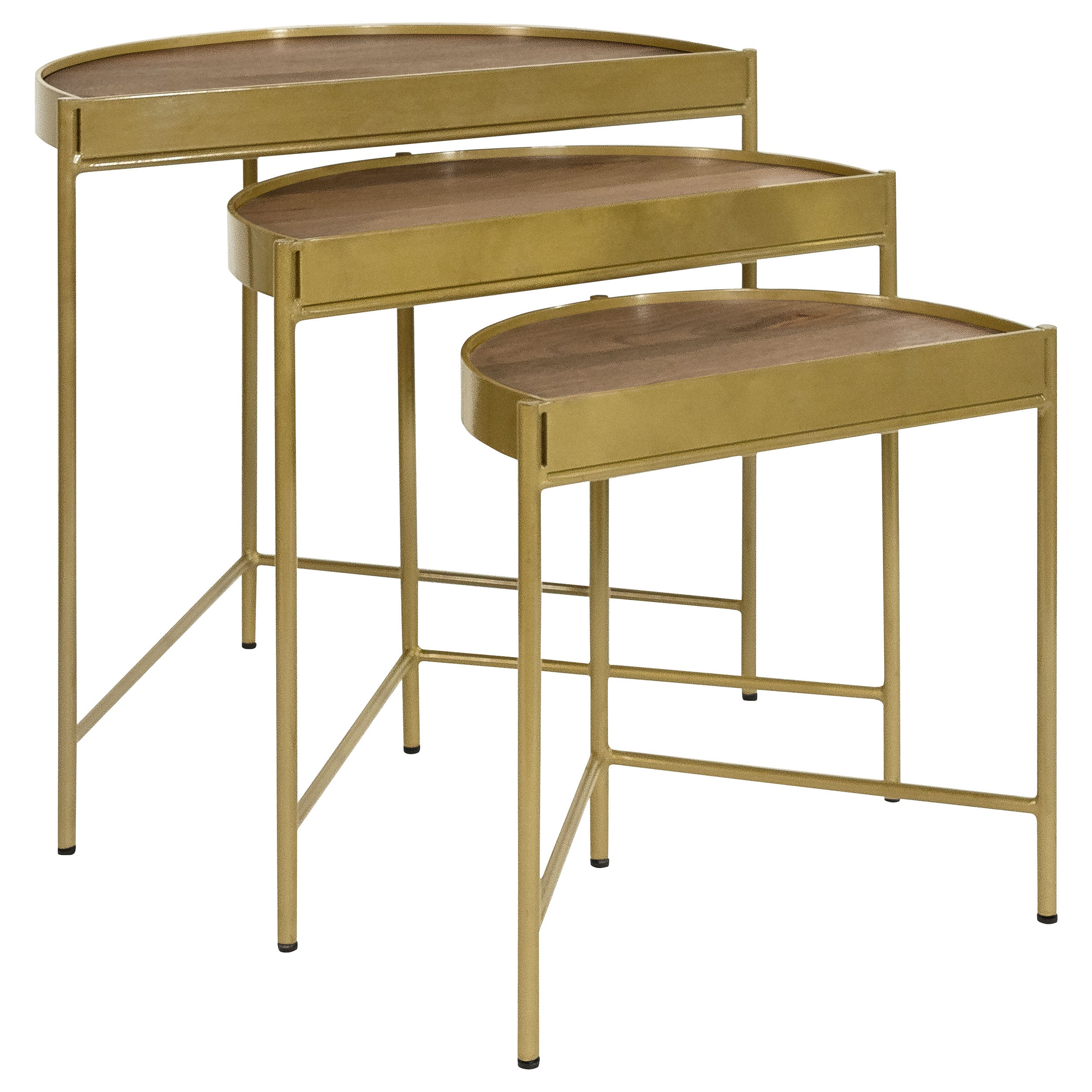 Tristen 3-Piece Demilune Nesting Table Brown and Gold — view 1