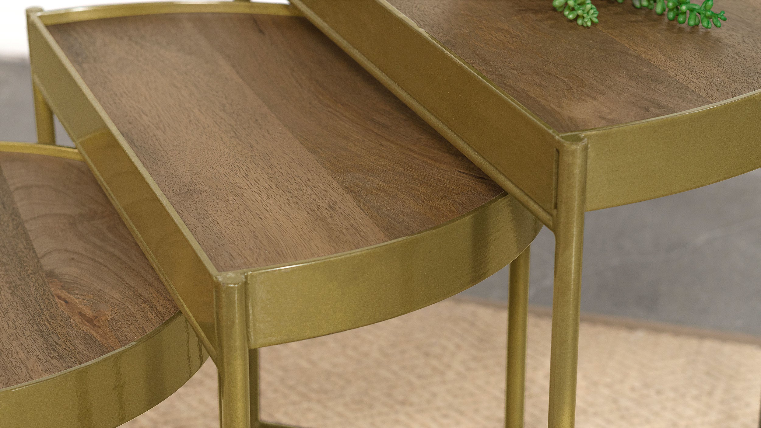 Tristen 3-Piece Demilune Nesting Table Brown and Gold — view 6