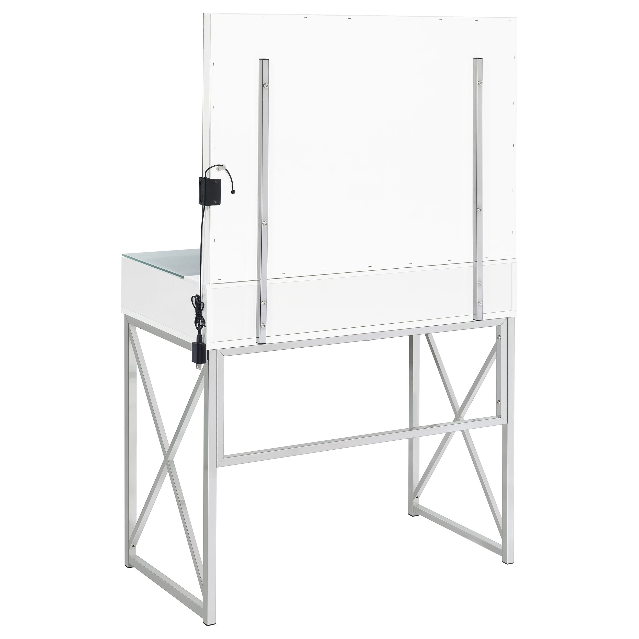 Eliza Vanity Set with Lighting & Stool White and Chrome — view 7