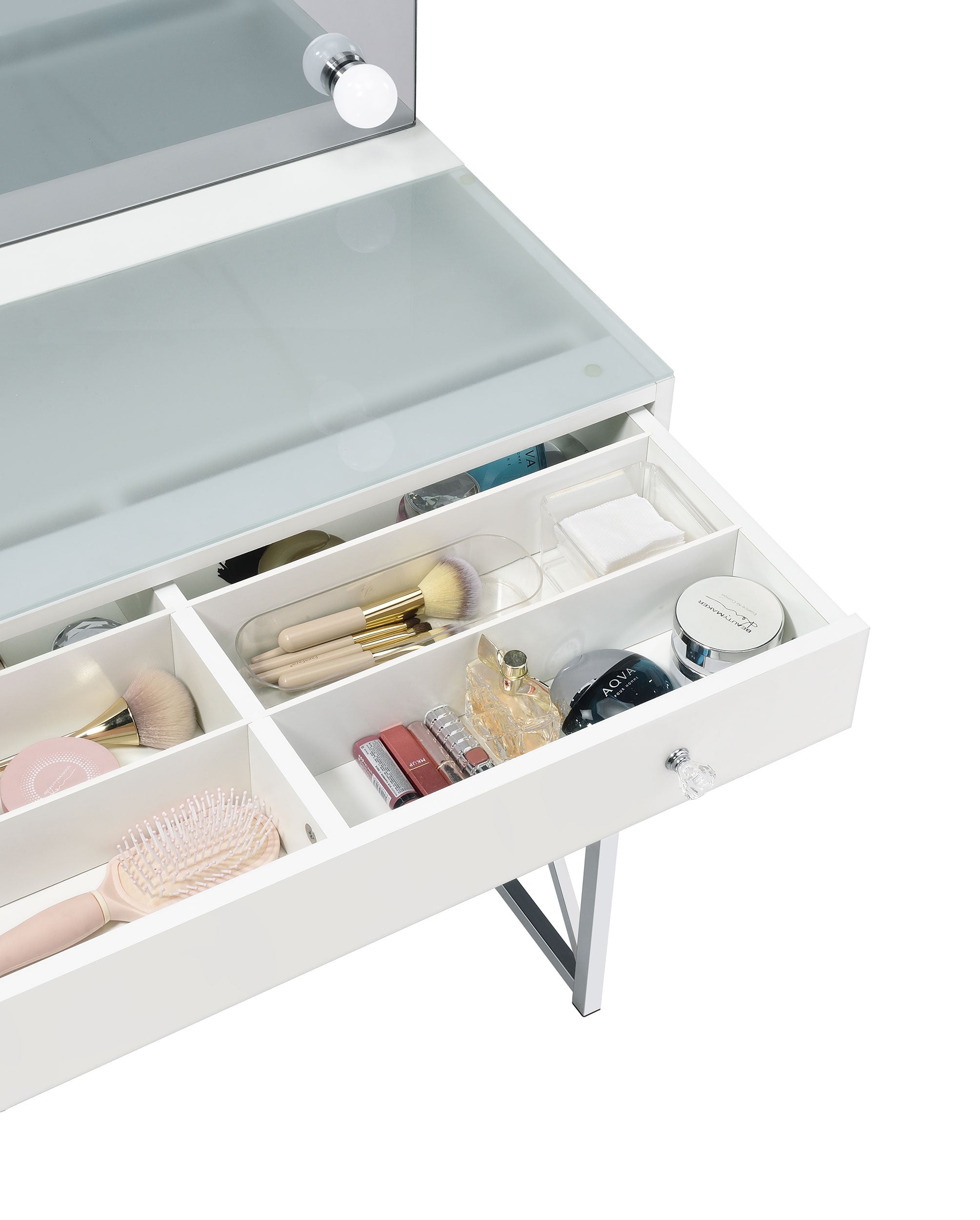 Eliza Vanity Set with Lighting & Stool White and Chrome — view 14