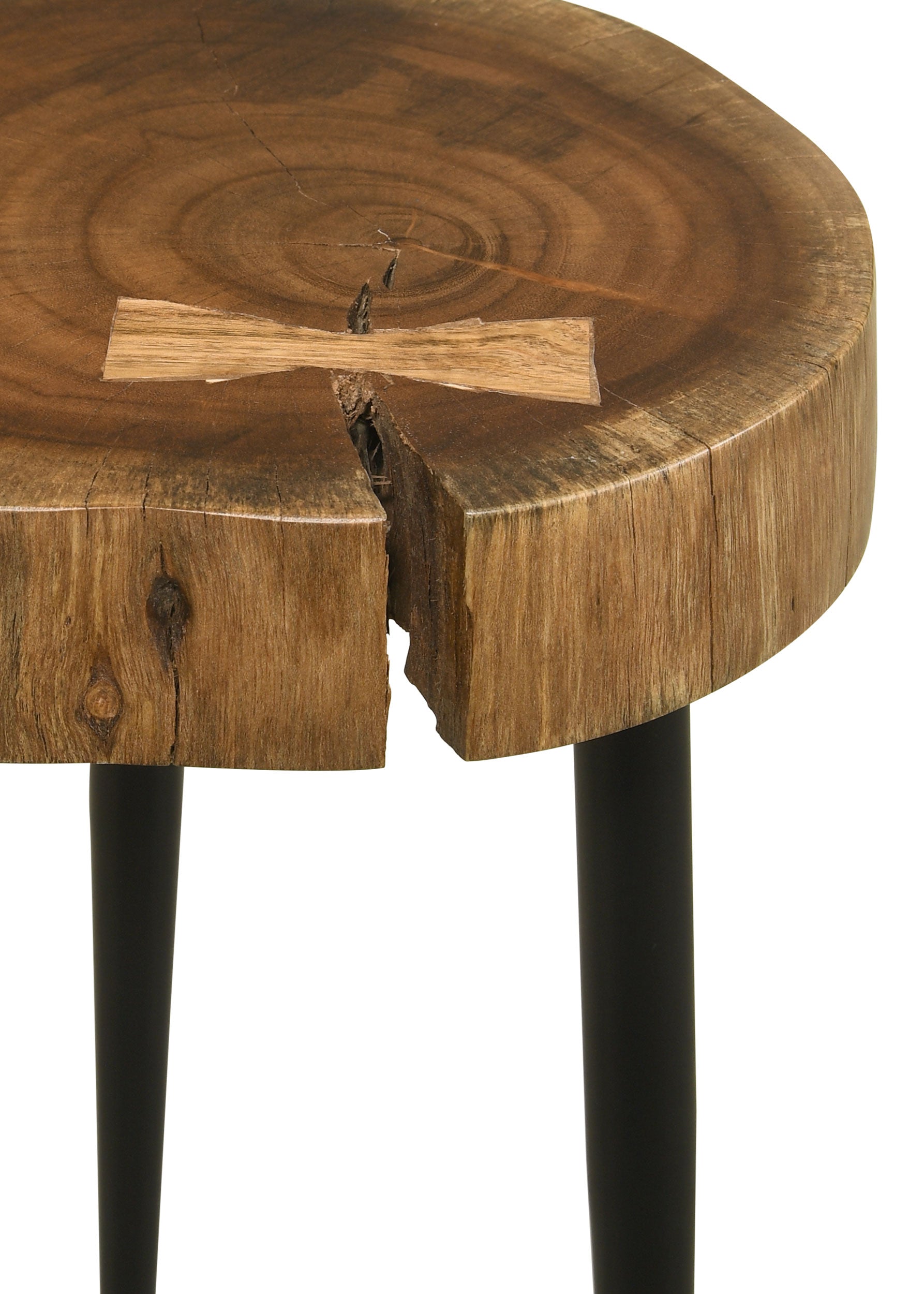 Keith Round Solid Tree Trunk Side Table Natural and Black — view 4