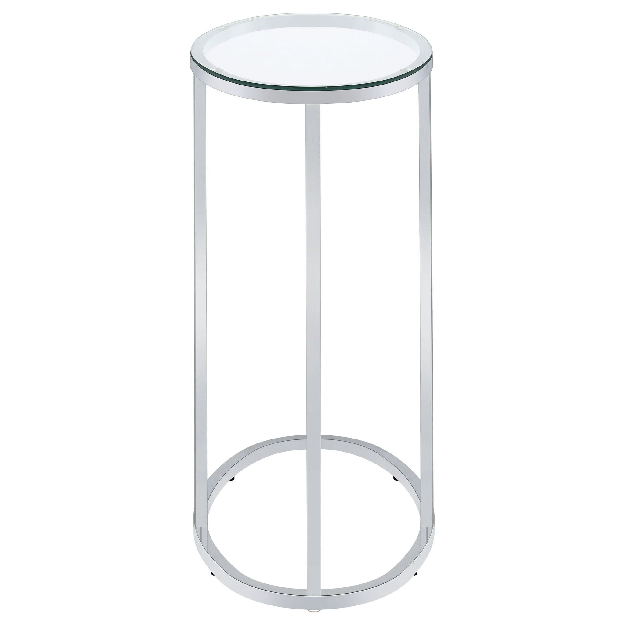 Kyle Oval Glass Top C-Shaped Sofa Side Table Chrome