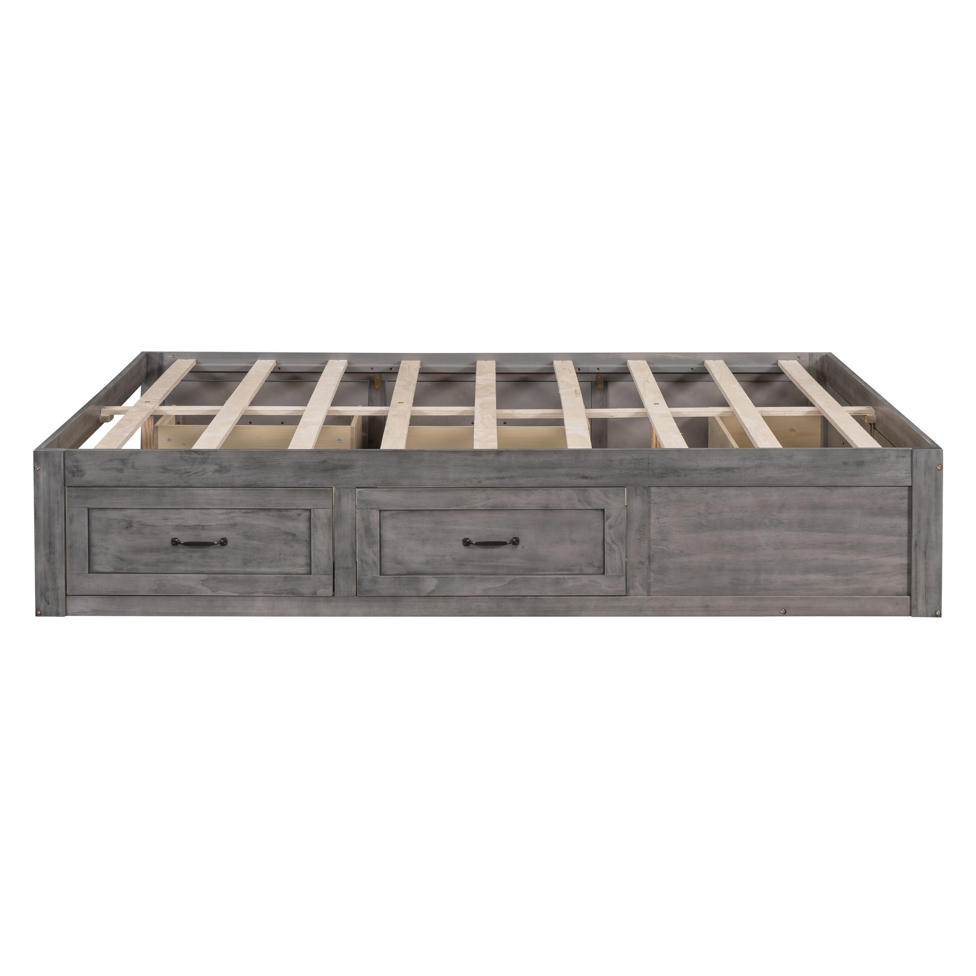 Queen Size Platform Bed with 6 Storage Drawers,Antique Gray - Atlantic Fine Furniture Melbourne FL