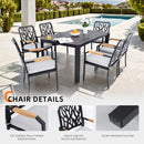 Outdoor Patio Furniture Dining Set With Sunbrella Fabric, Rectangular Table With Umbrella Hole