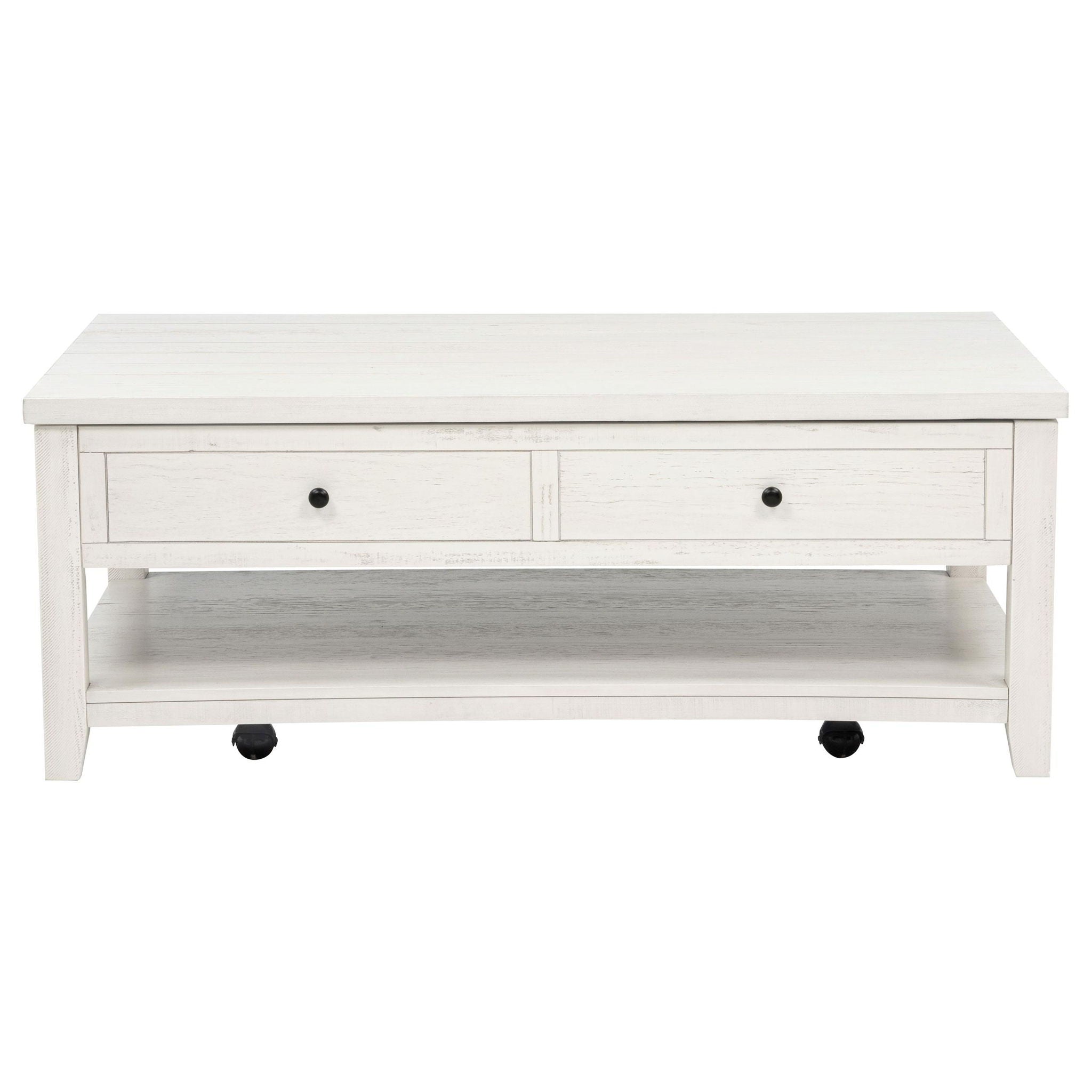 Payne 48-inch Mobile Lift Top Coffee Table Distressed White - Atlantic Fine Furniture Melbourne FL