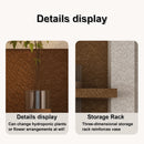 3D LED Sandstone Wall Decor With Simulated Plants, Glass Vase & Remote Control - Light Coffee