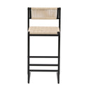 Style B, Woven Bar Stools With Backrest, Paper Rope Weave Dining Chairs For Kitchen Island - Creamy White