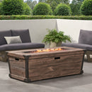 Outdoor Patio Rectangle Gas Burning Fire Pit 50, 000 Btu, Wood Pattern - Brown