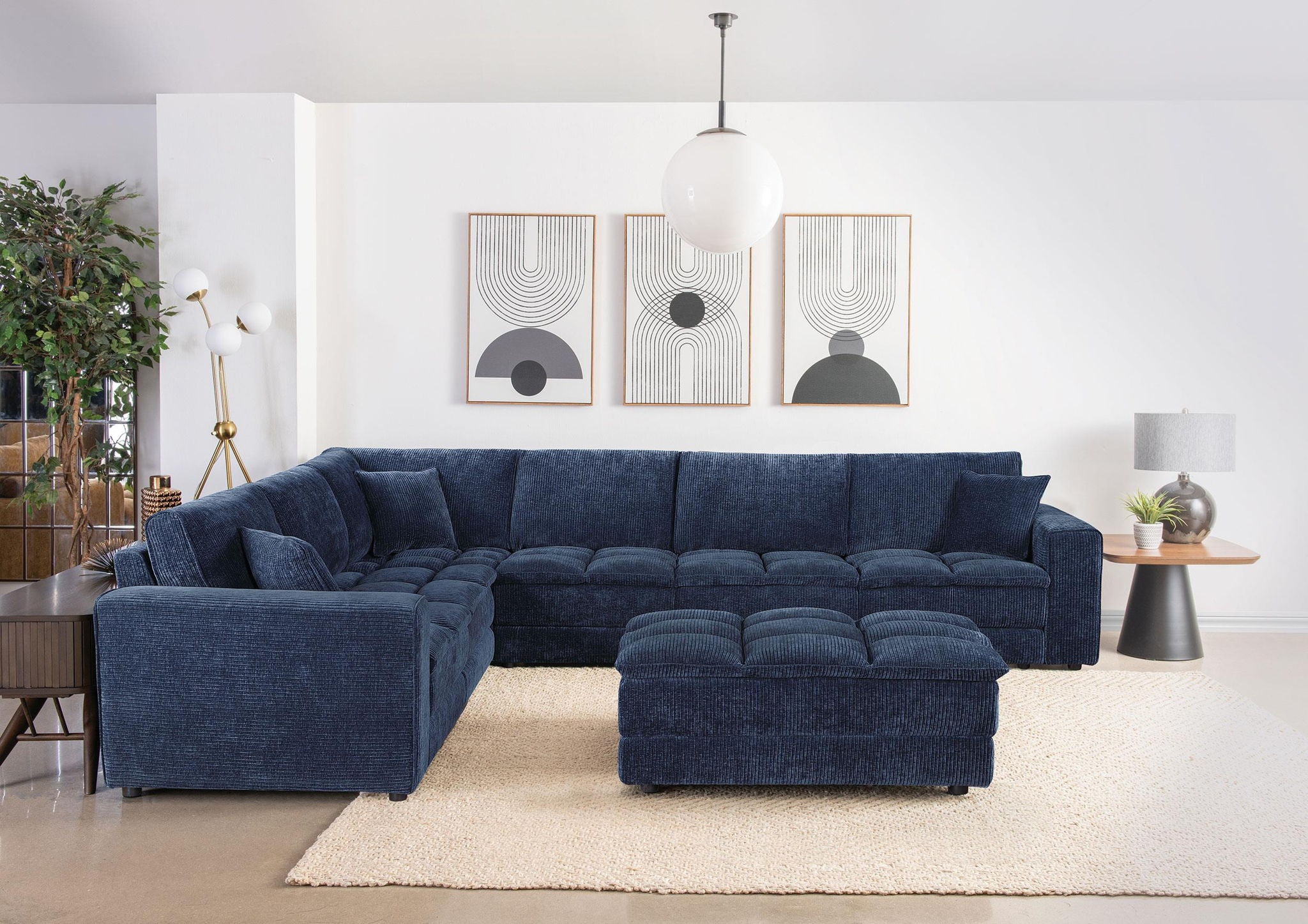 Atlantic 7-piece Upholstered Modular Sectional Sofa Blue