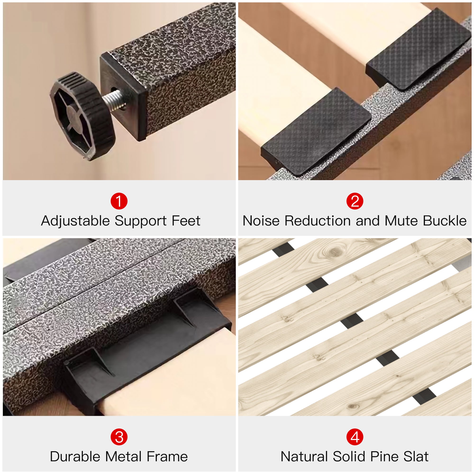 King Size Upholstered Platform Bed with Special Shaped Velvet Headboard, Metal & Solid Wood Frame,Grey