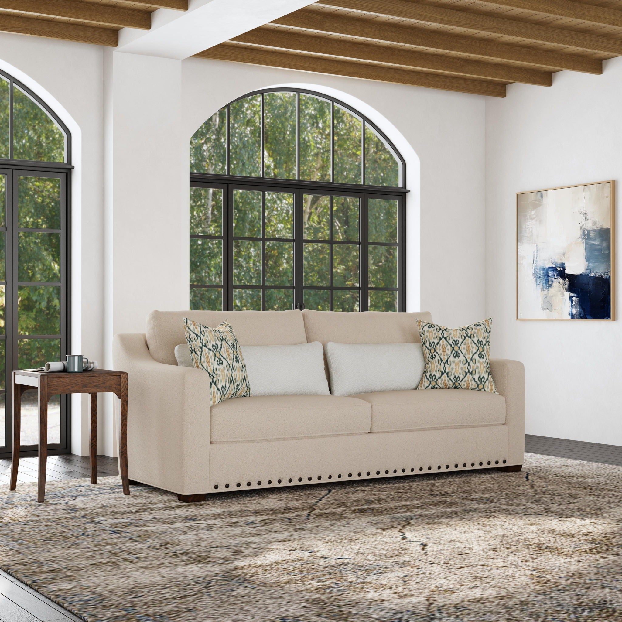 Milo - Fabric Two-Cushion Sofa With Nailhead Trim