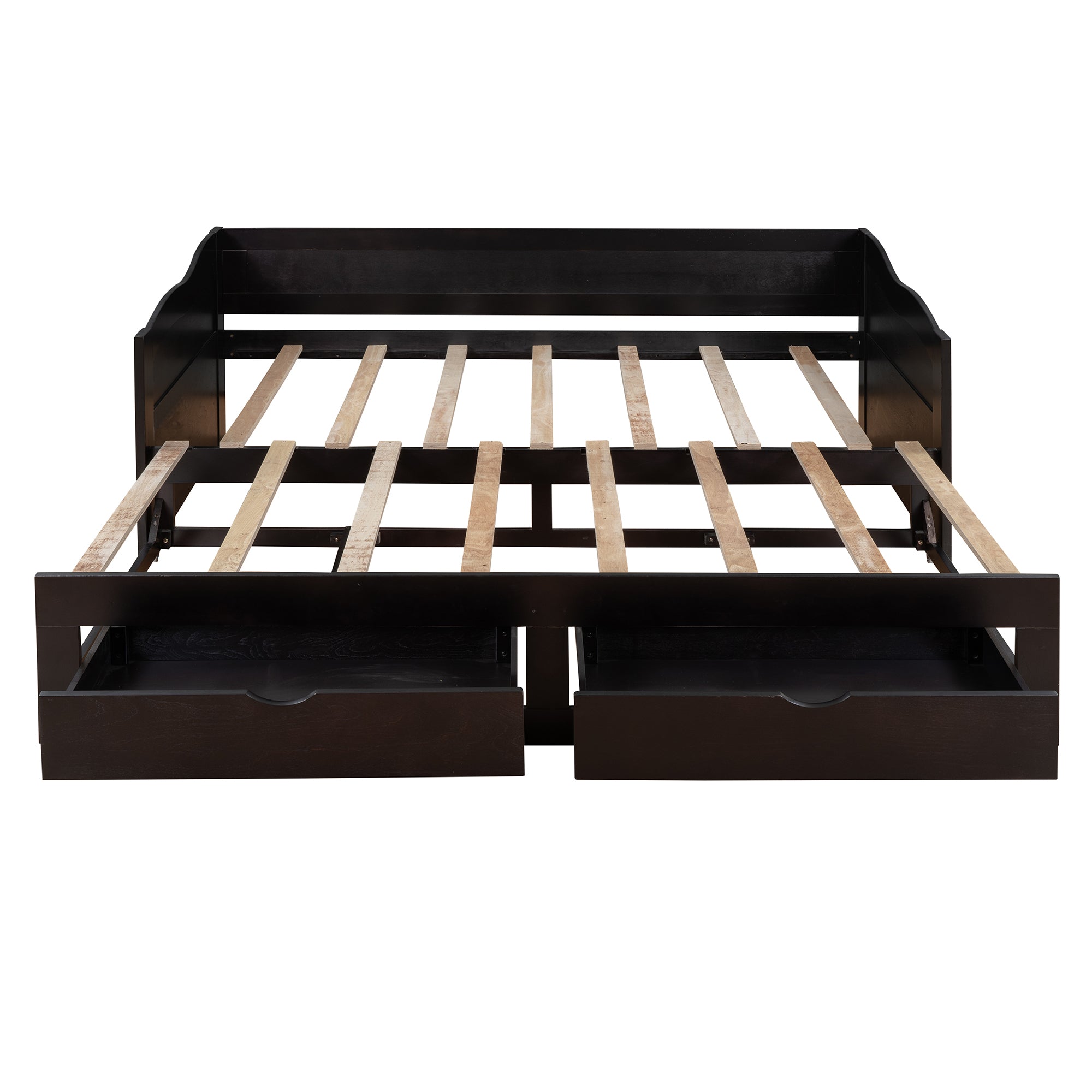 Wooden Daybed with Trundle Bed and Two Storage Drawers , Extendable Bed Daybed,Sofa Bed with Two Drawers, Espresso - Atlantic Fine Furniture Melbourne FL