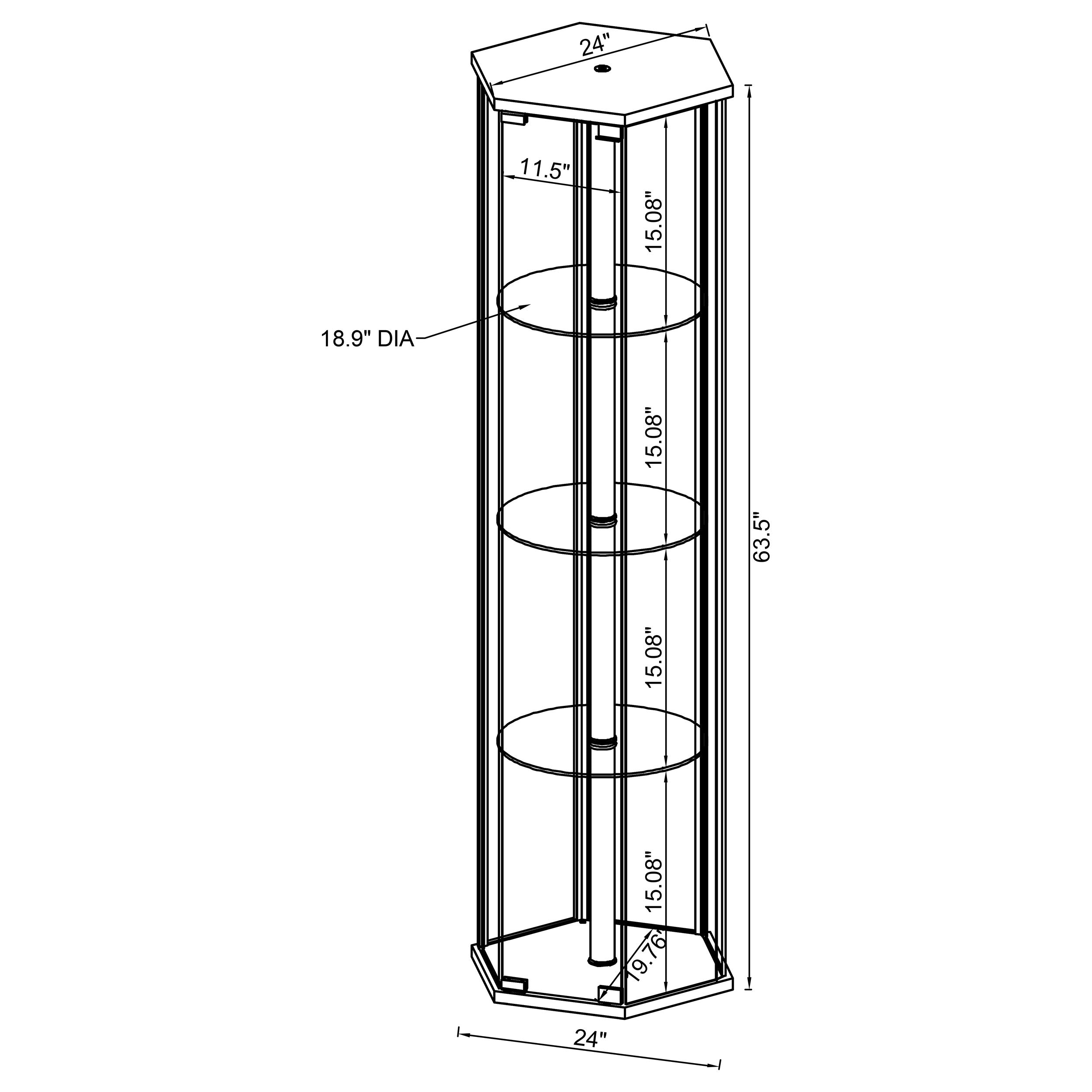 Zahavah 4-shelf Hexagonal Clear Glass Curio Cabinet White — view 8