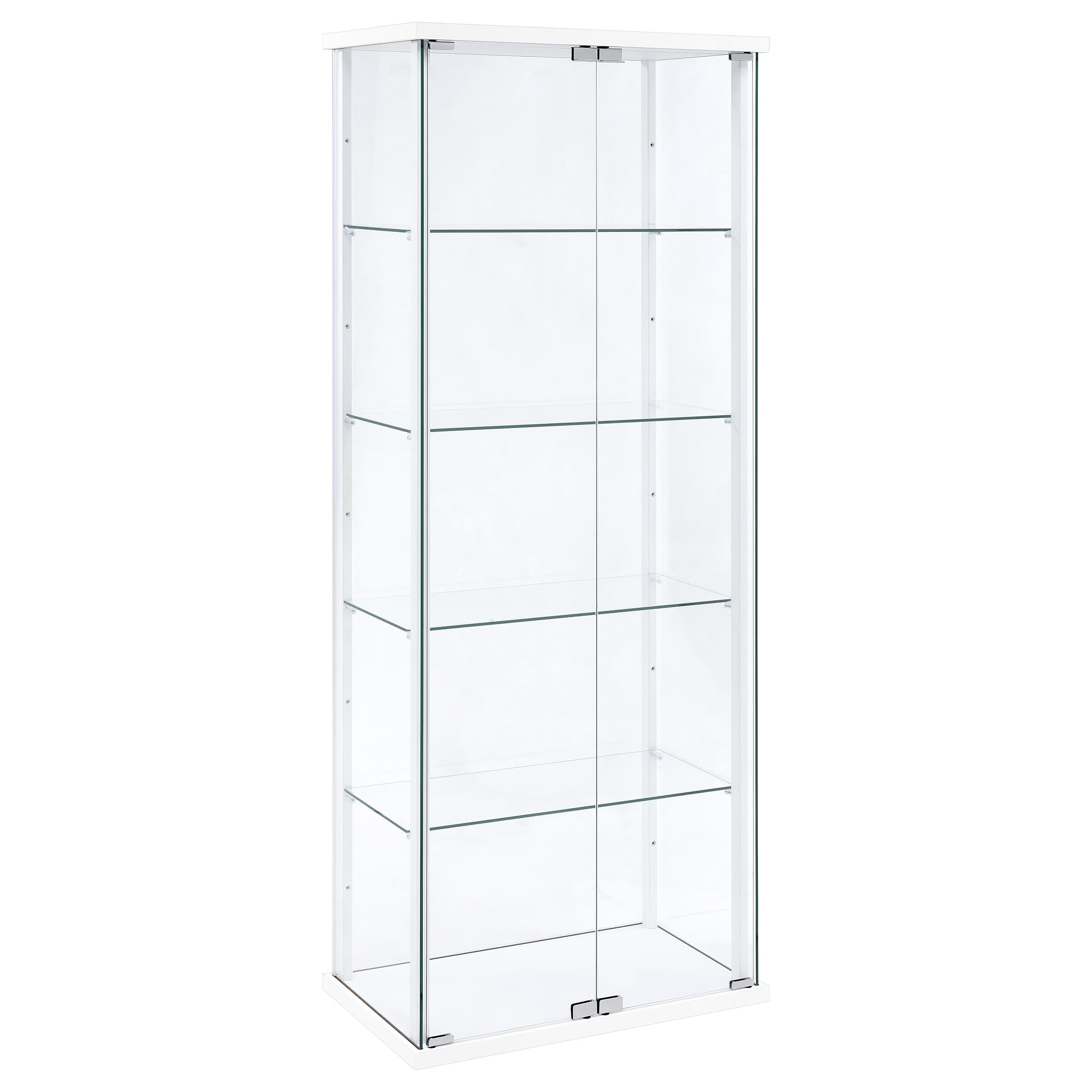 Delphinium 4-Shelf Clear Glass Curio Display Cabinet White — view 1