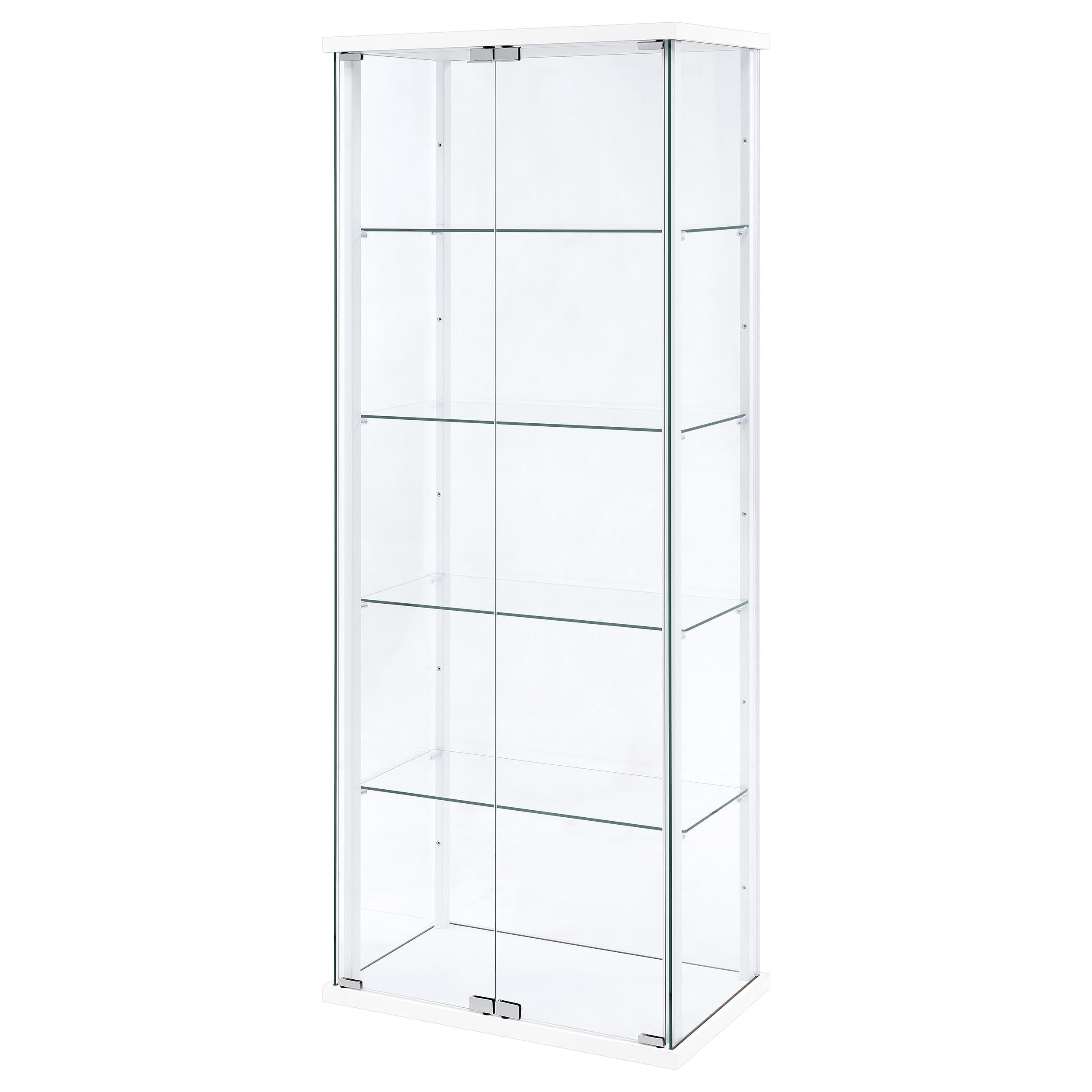 Delphinium 4-Shelf Clear Glass Curio Display Cabinet White — view 4