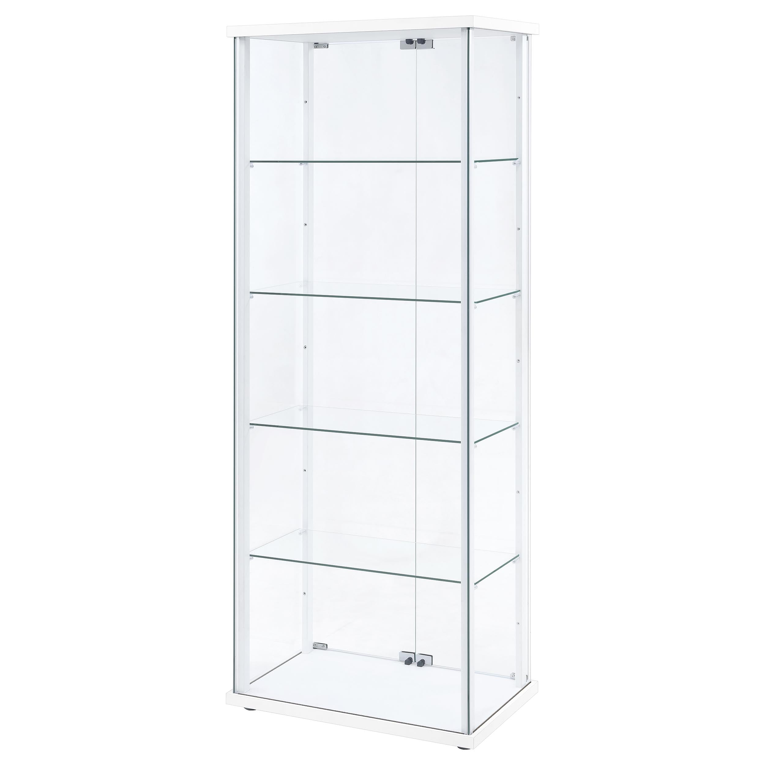 Delphinium 4-Shelf Clear Glass Curio Display Cabinet White — view 8