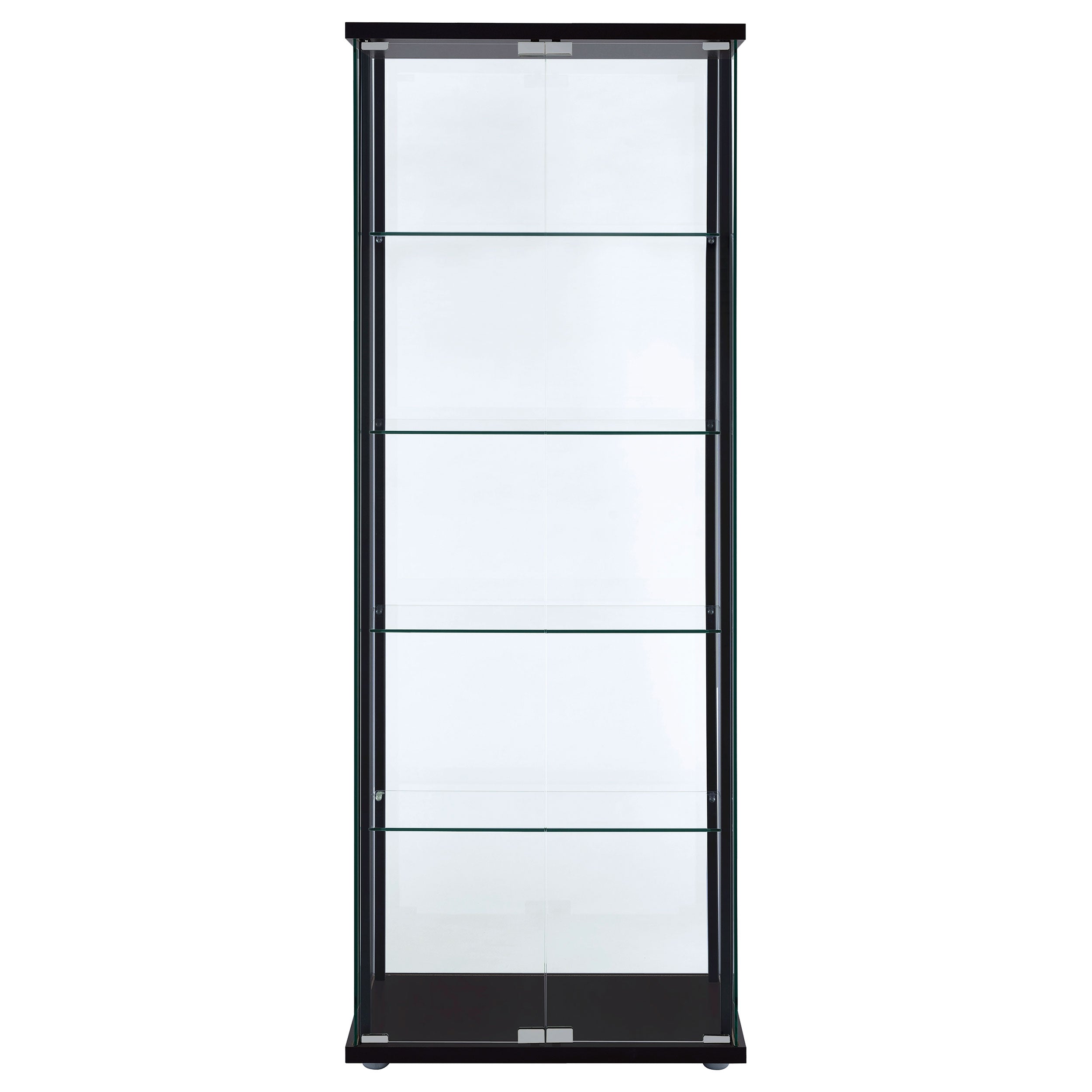 Delphinium 4-Shelf Clear Glass Curio Display Cabinet Black — view 3