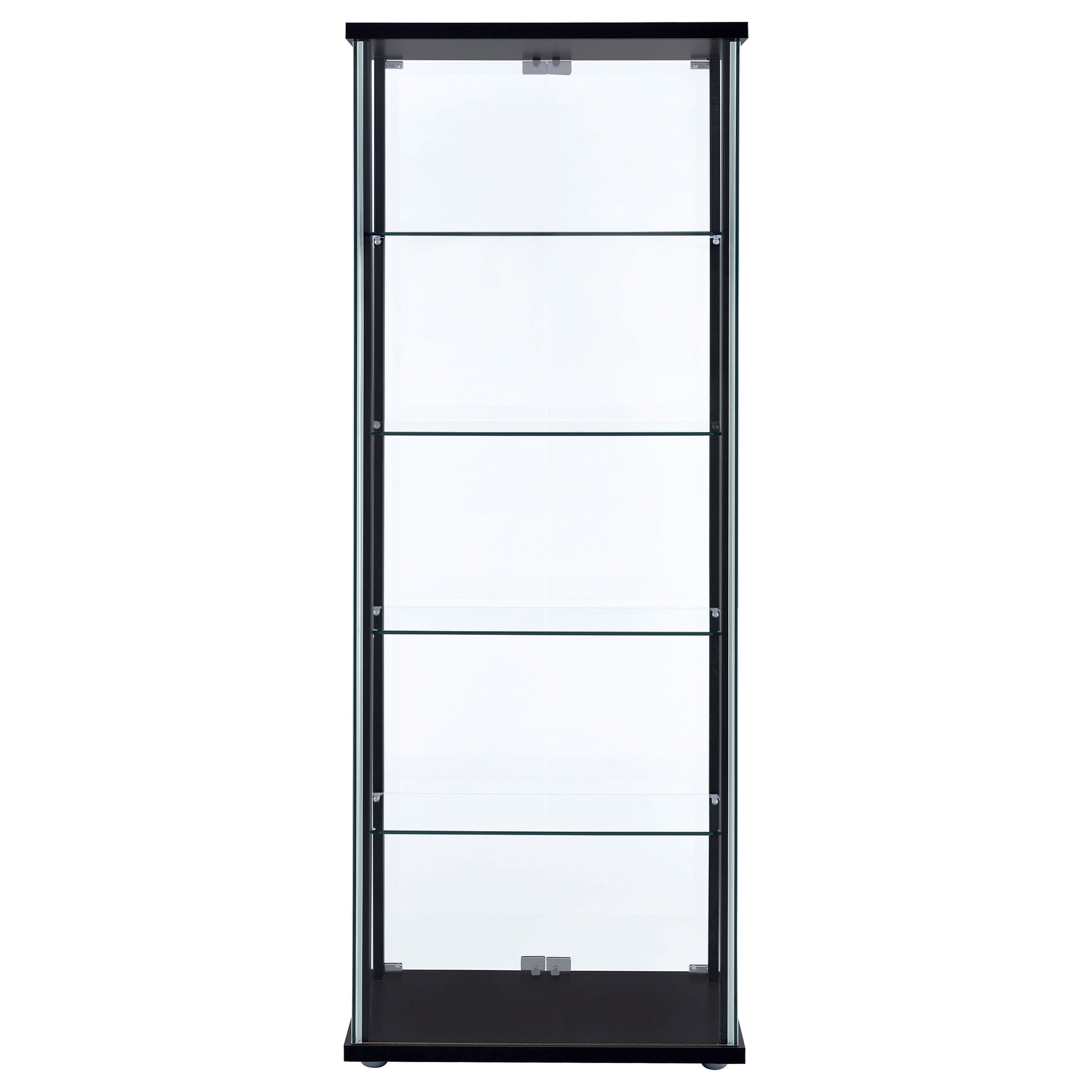 Delphinium 4-Shelf Clear Glass Curio Display Cabinet Black — view 6