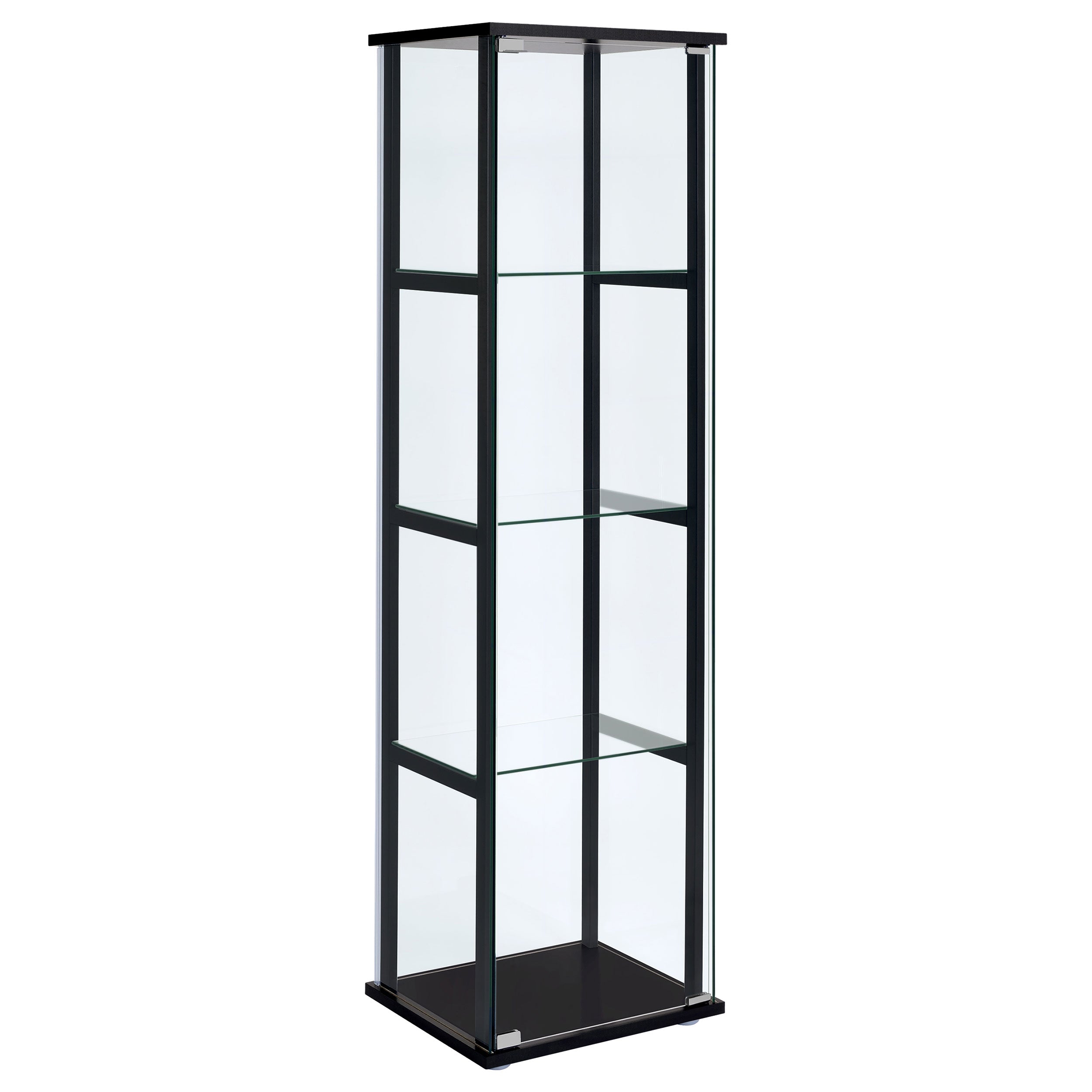 Cyclamen 4-shelf Clear Glass Curio Display Cabinet Black — view 1