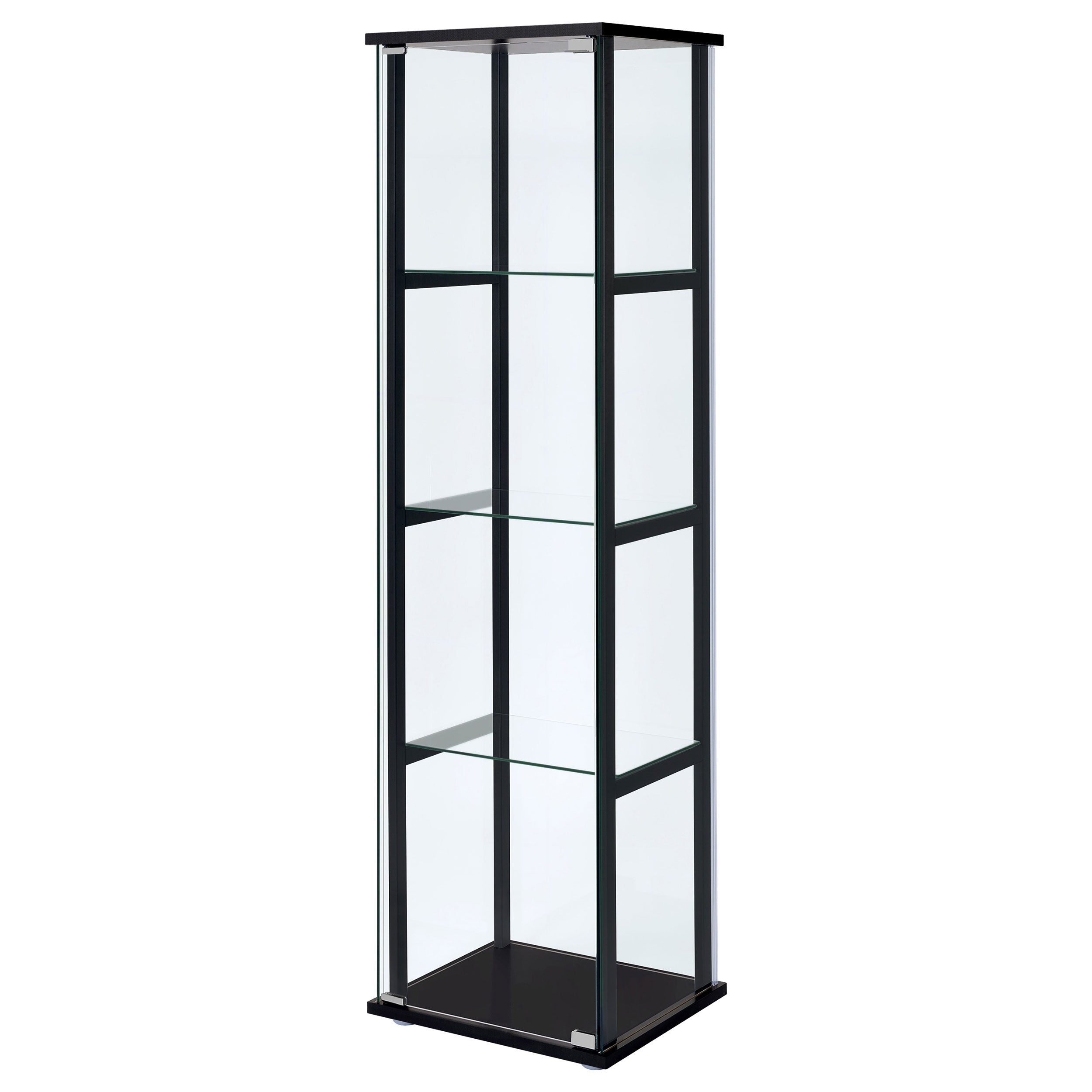 Cyclamen 4-shelf Clear Glass Curio Display Cabinet Black — view 4
