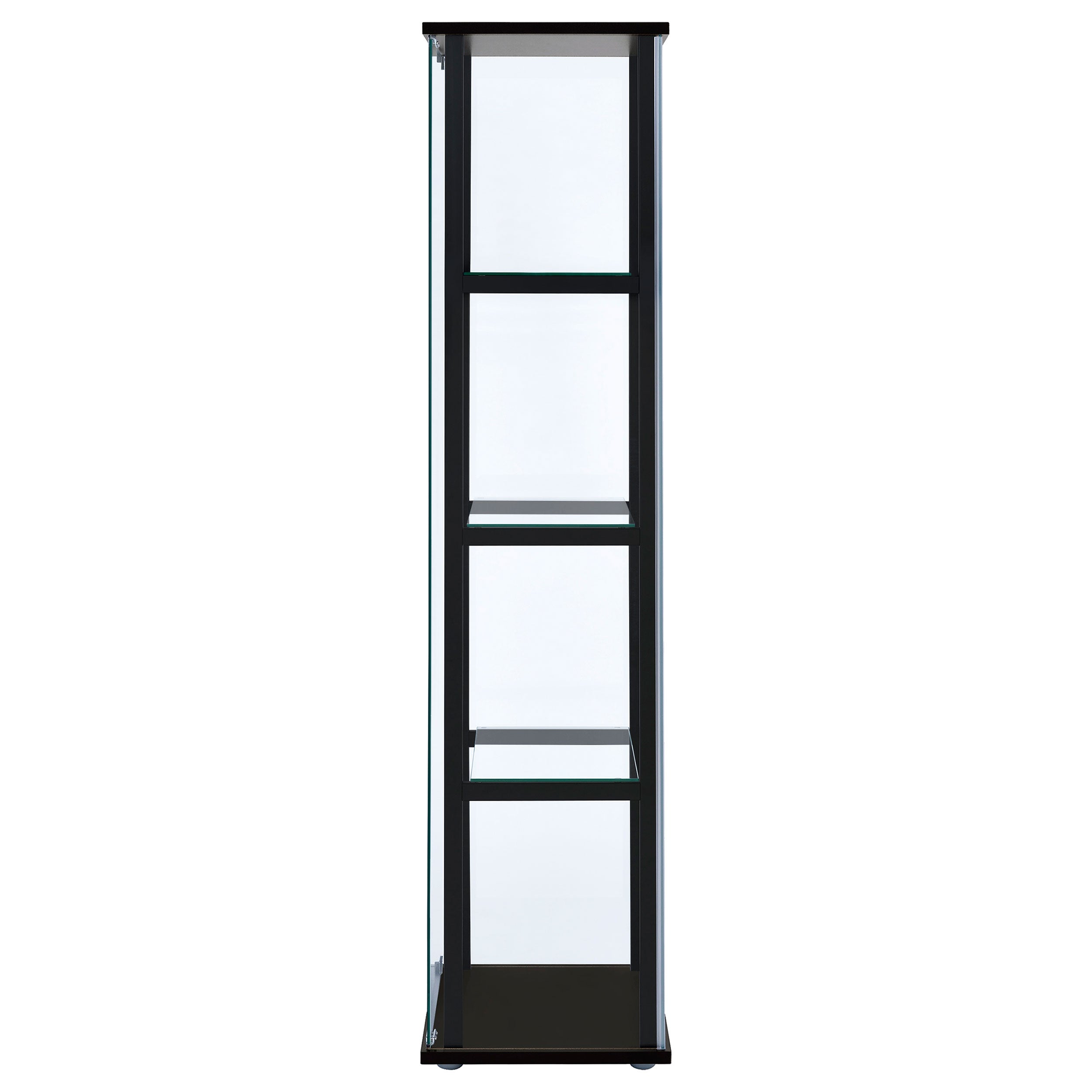 Cyclamen 4-shelf Clear Glass Curio Display Cabinet Black — view 5