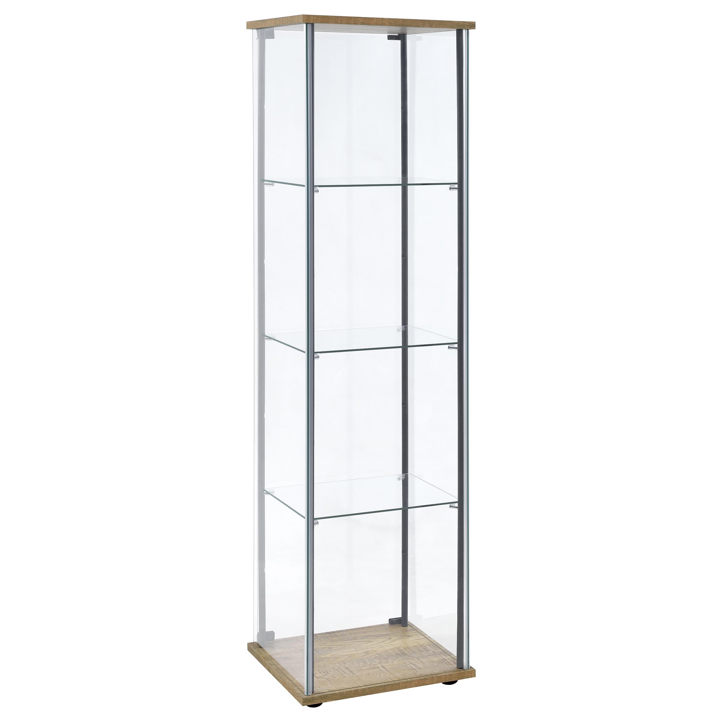 Bellatrix 3-shelf Clear Glass Curio Cabinet Mango — view 5