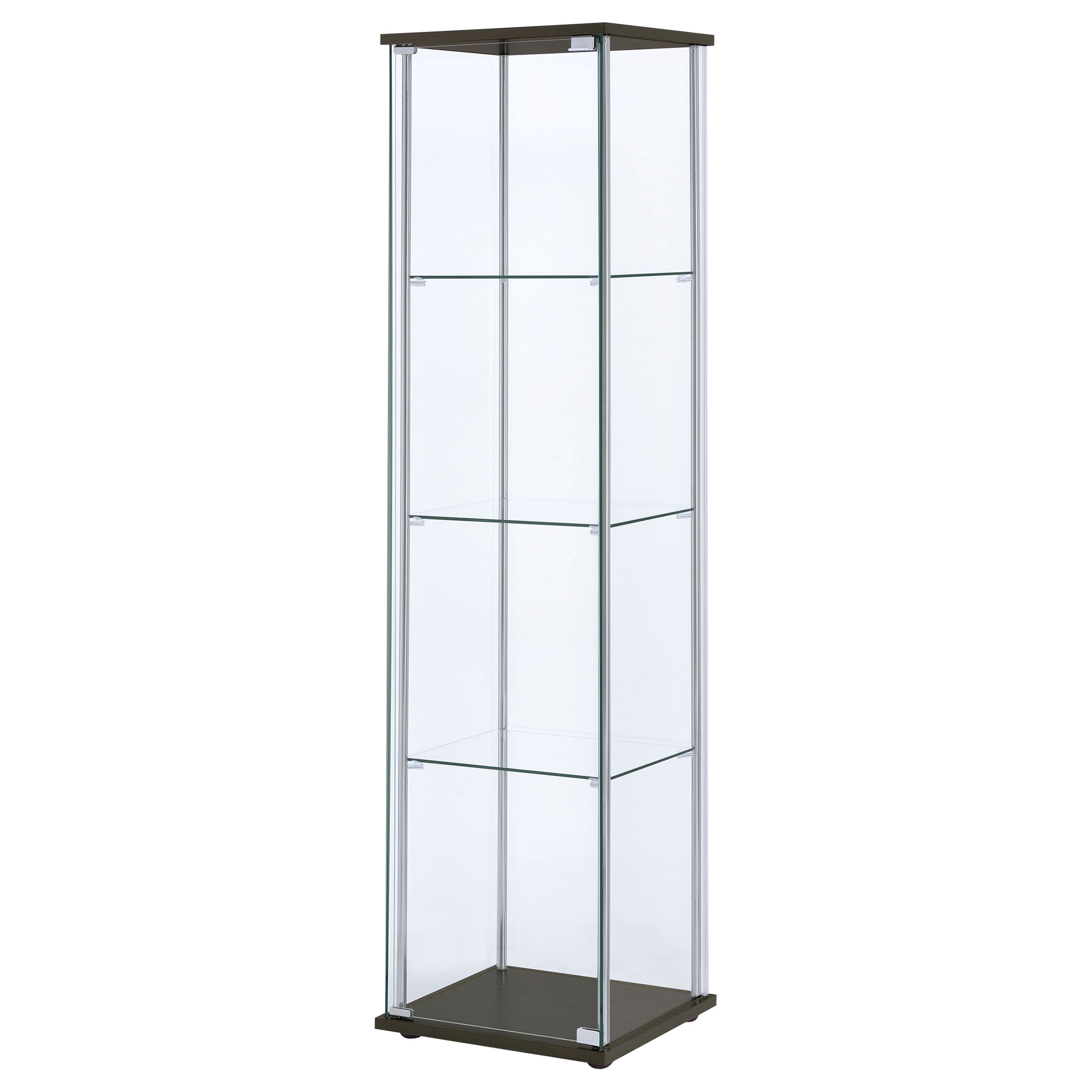 Bellatrix 3-shelf Clear Glass Curio Cabinet Cappuccino — view 4