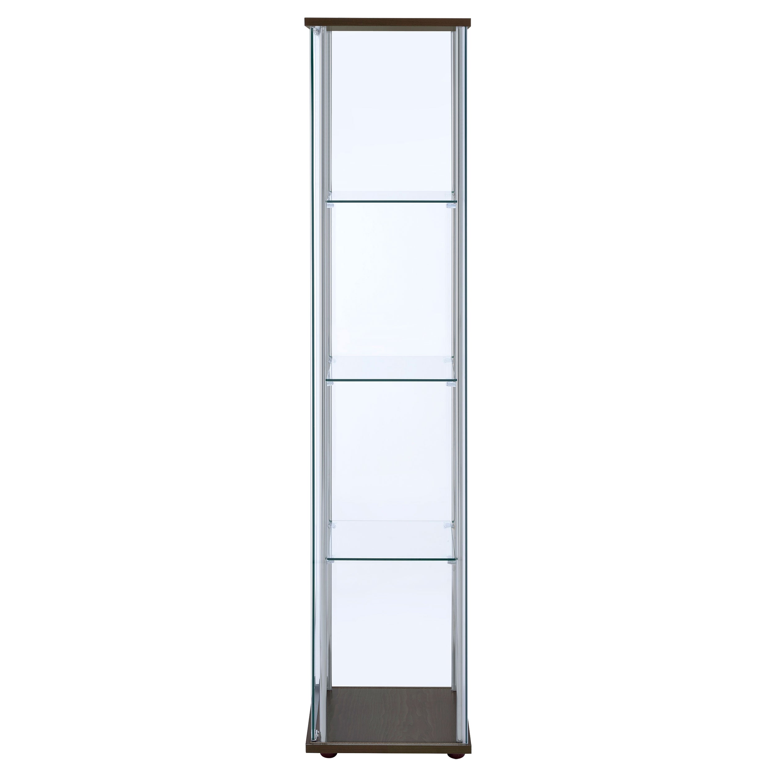 Bellatrix 3-shelf Clear Glass Curio Cabinet Cappuccino — view 5
