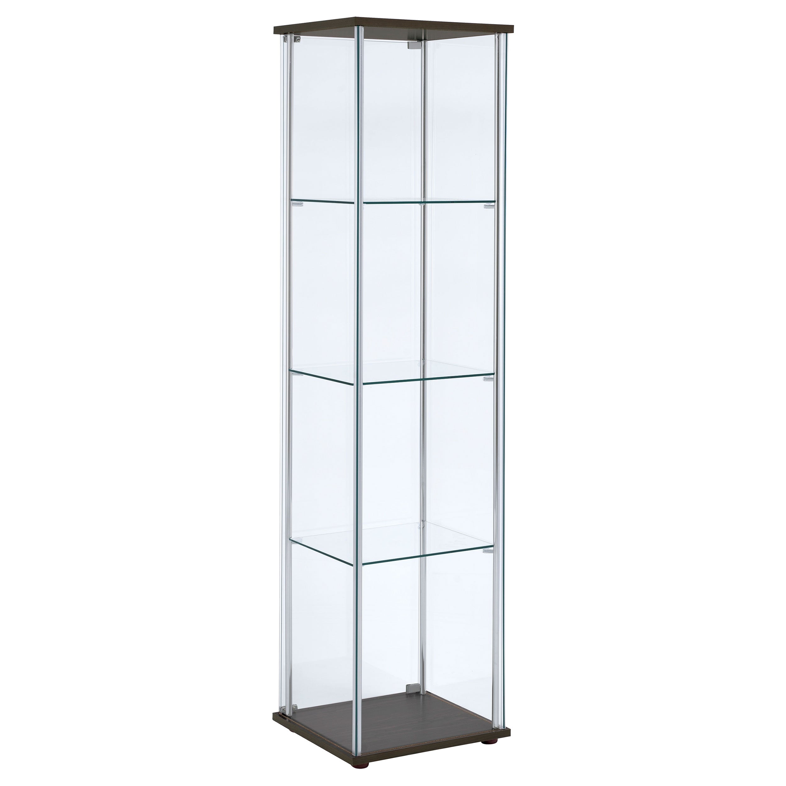 Bellatrix 3-shelf Clear Glass Curio Cabinet Cappuccino — view 6