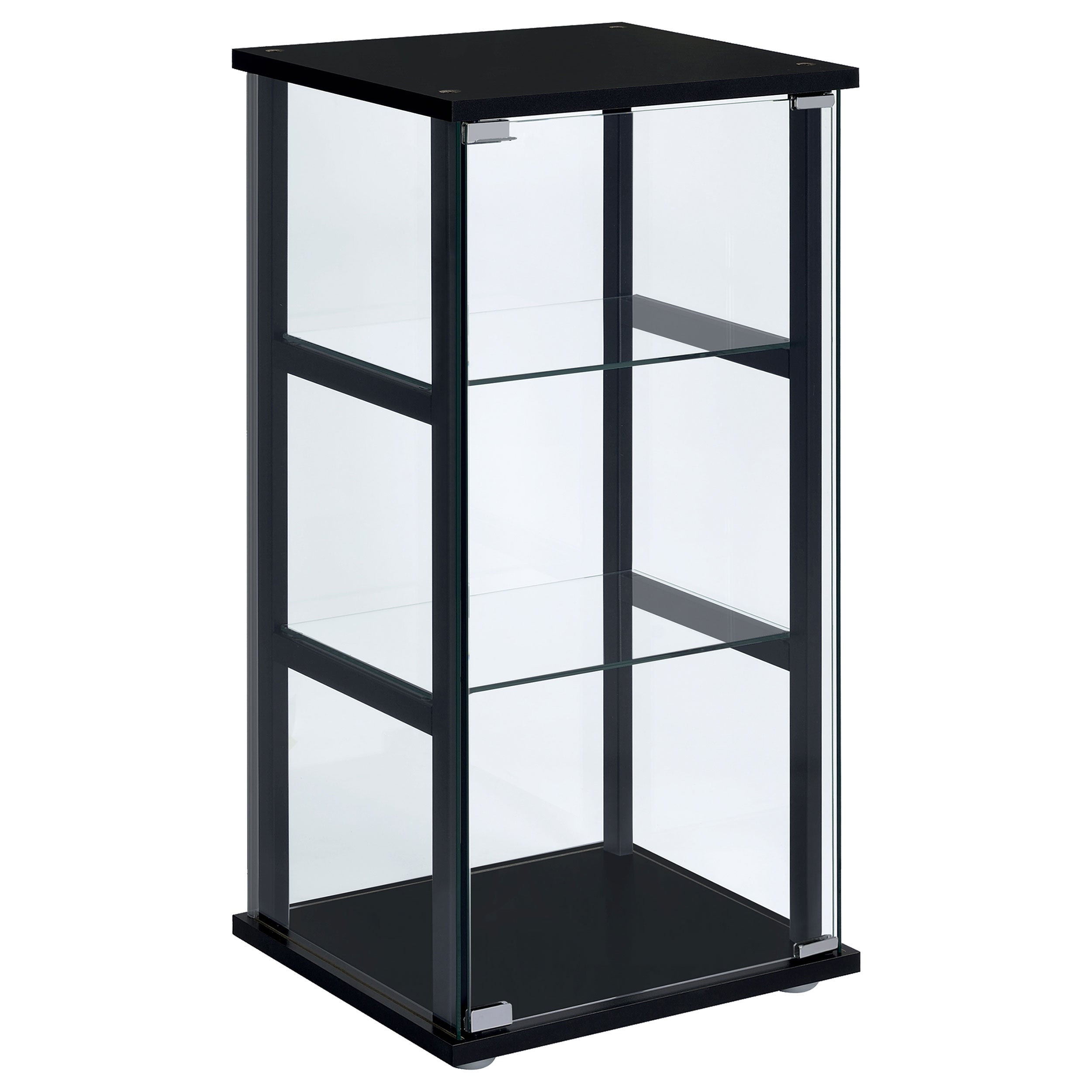 Cyclamen 3-shelf Clear Glass Curio Display Cabinet Black — view 1