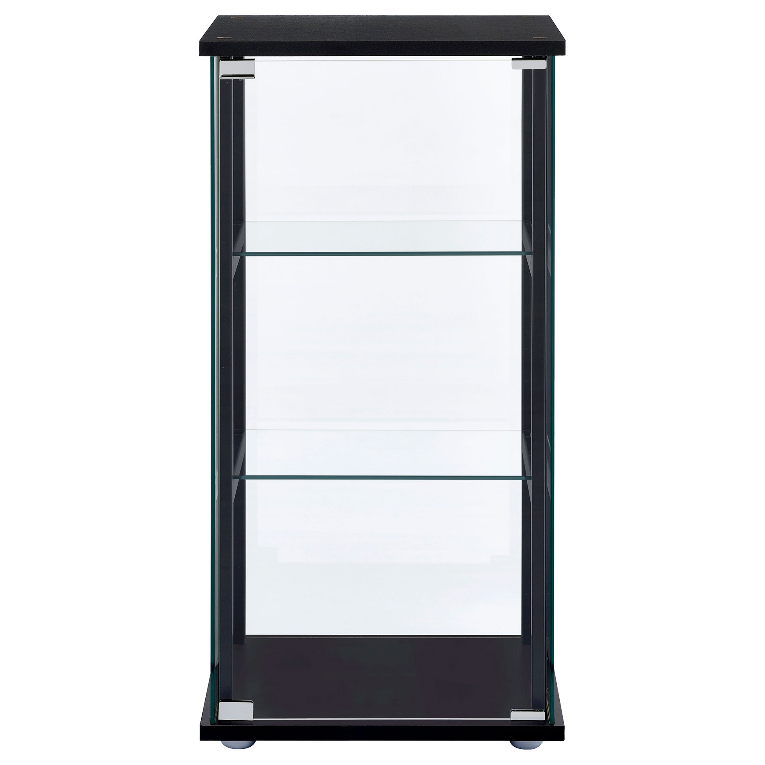 Cyclamen 3-shelf Clear Glass Curio Display Cabinet Black — view 3