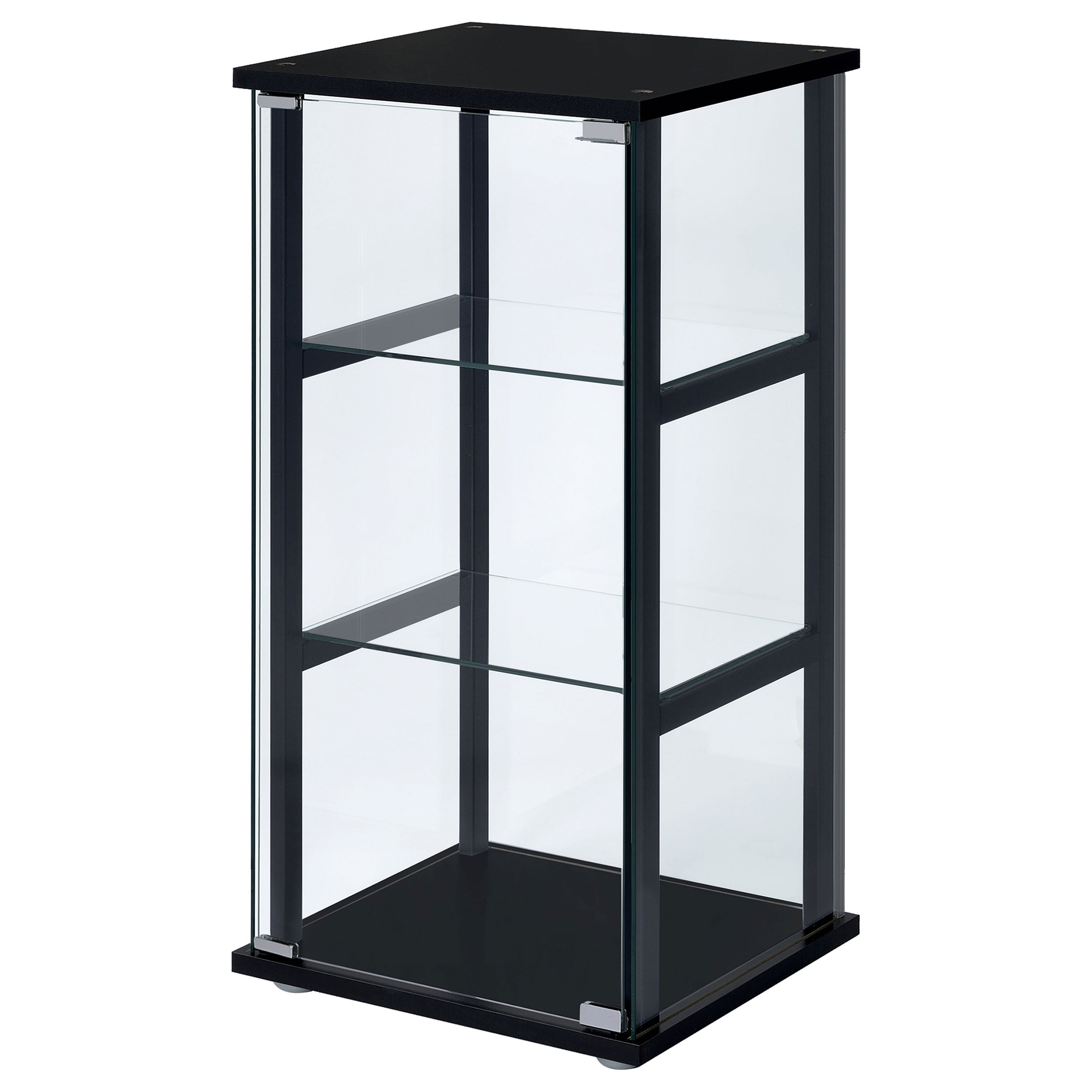 Cyclamen 3-shelf Clear Glass Curio Display Cabinet Black — view 4