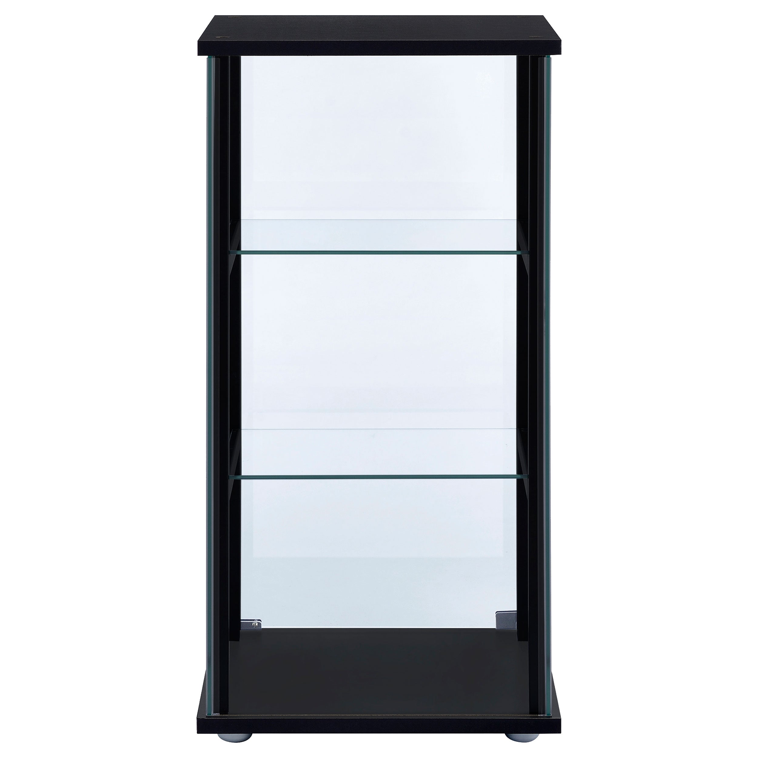Cyclamen 3-shelf Clear Glass Curio Display Cabinet Black — view 6