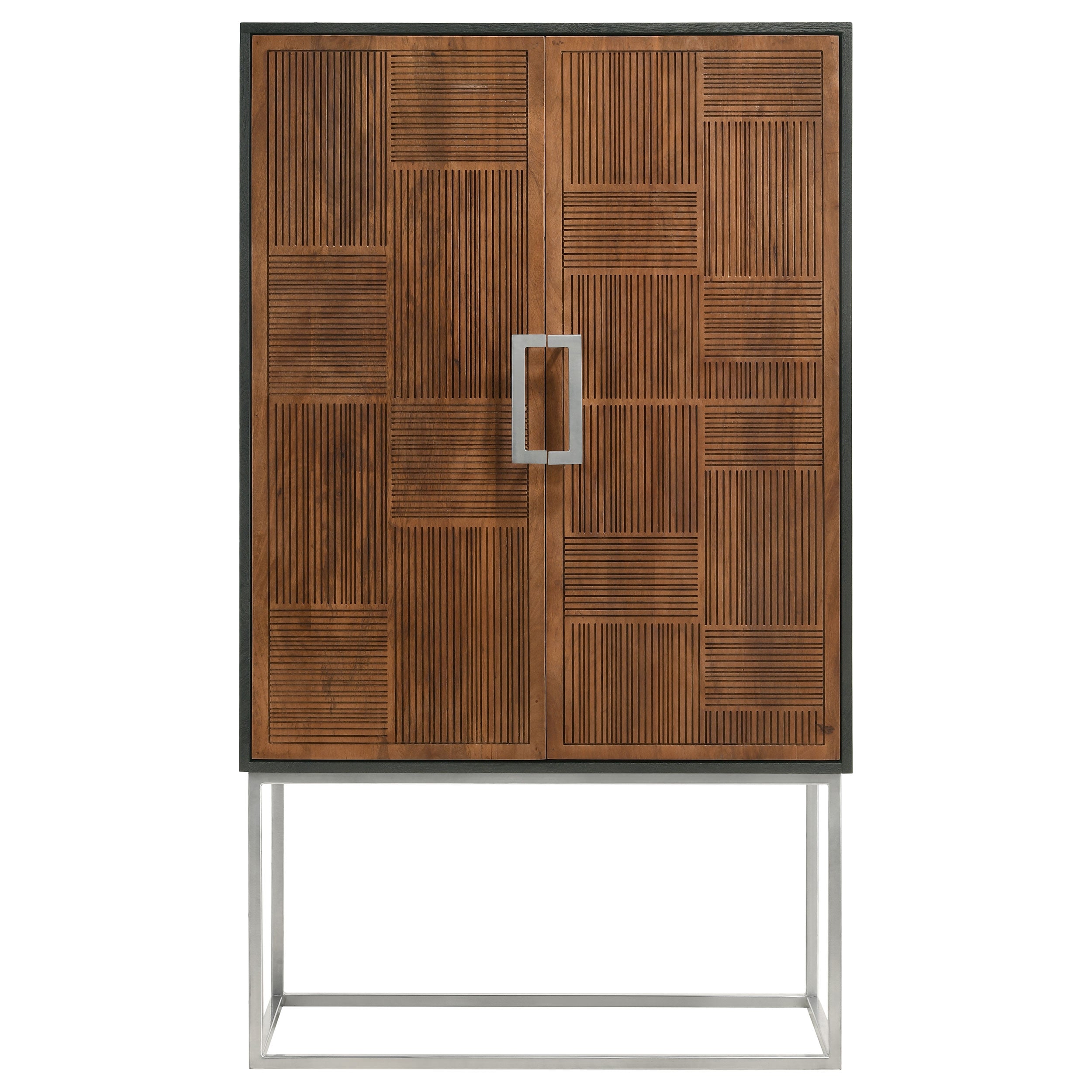 Borman 2-door Home Bar Cabinet Wine Storage Walnut and Black — view 5