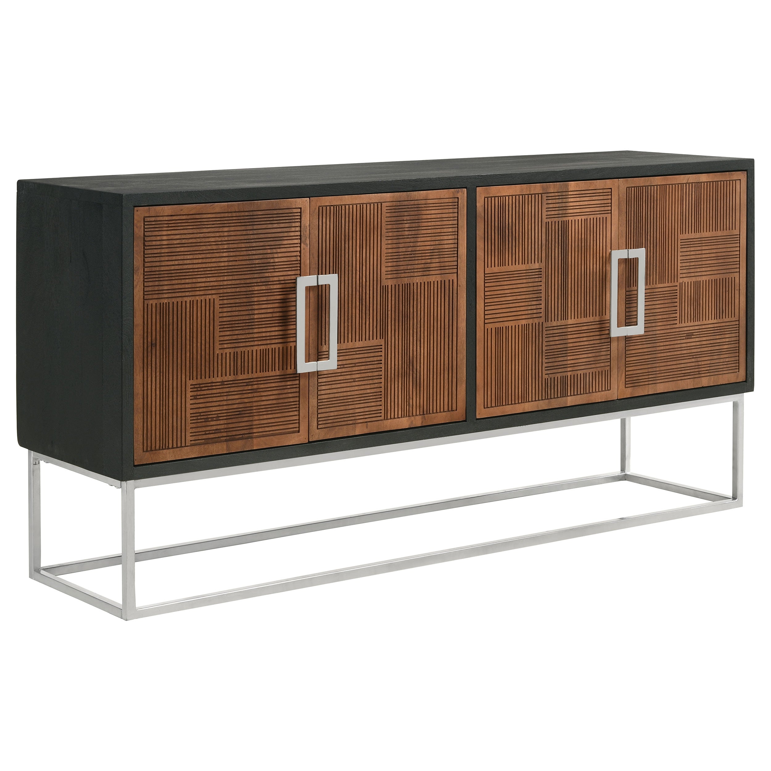 Borman 4-door Wood Accent Cabinet Walnut and Black — view 1