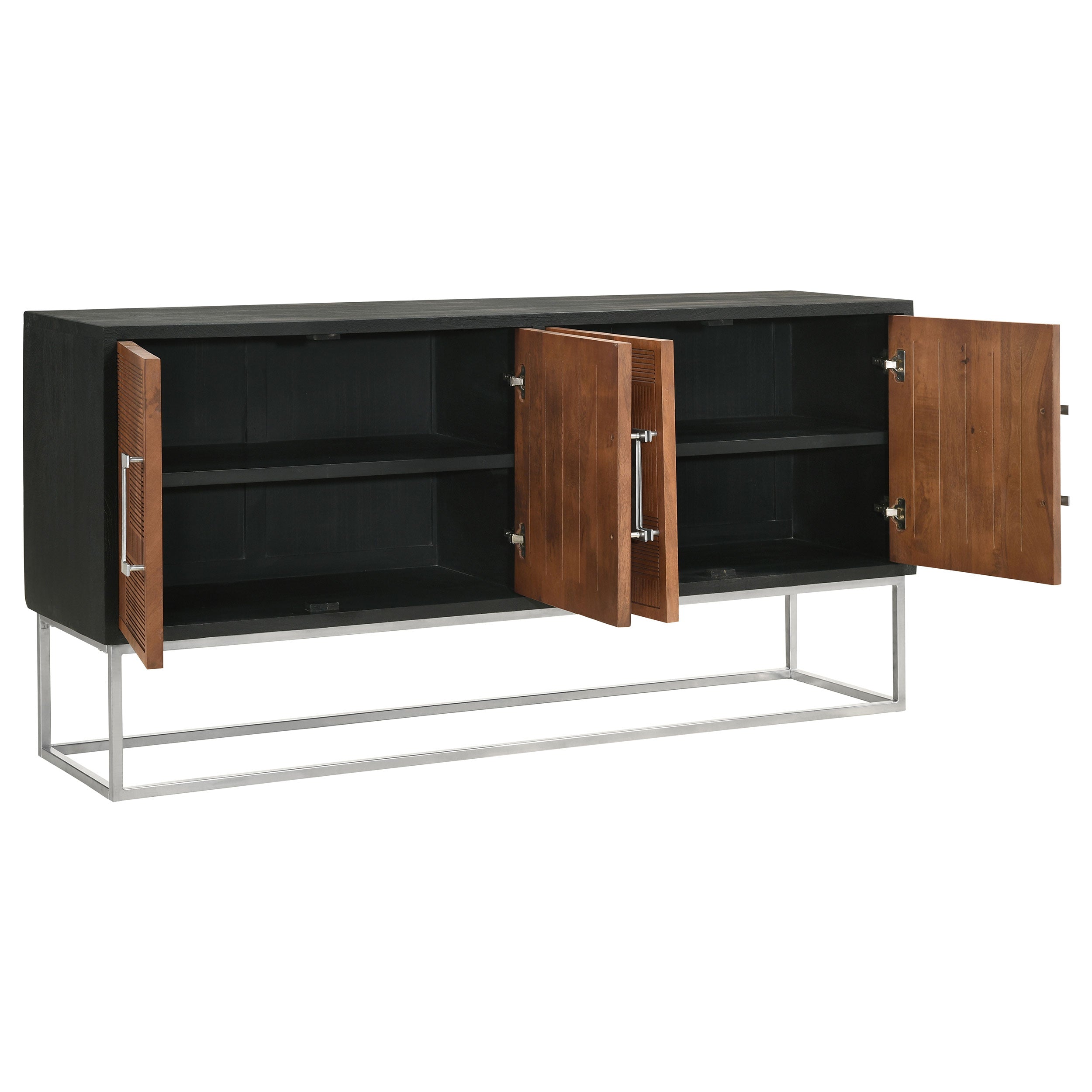 Borman 4-door Wood Accent Cabinet Walnut and Black — view 3