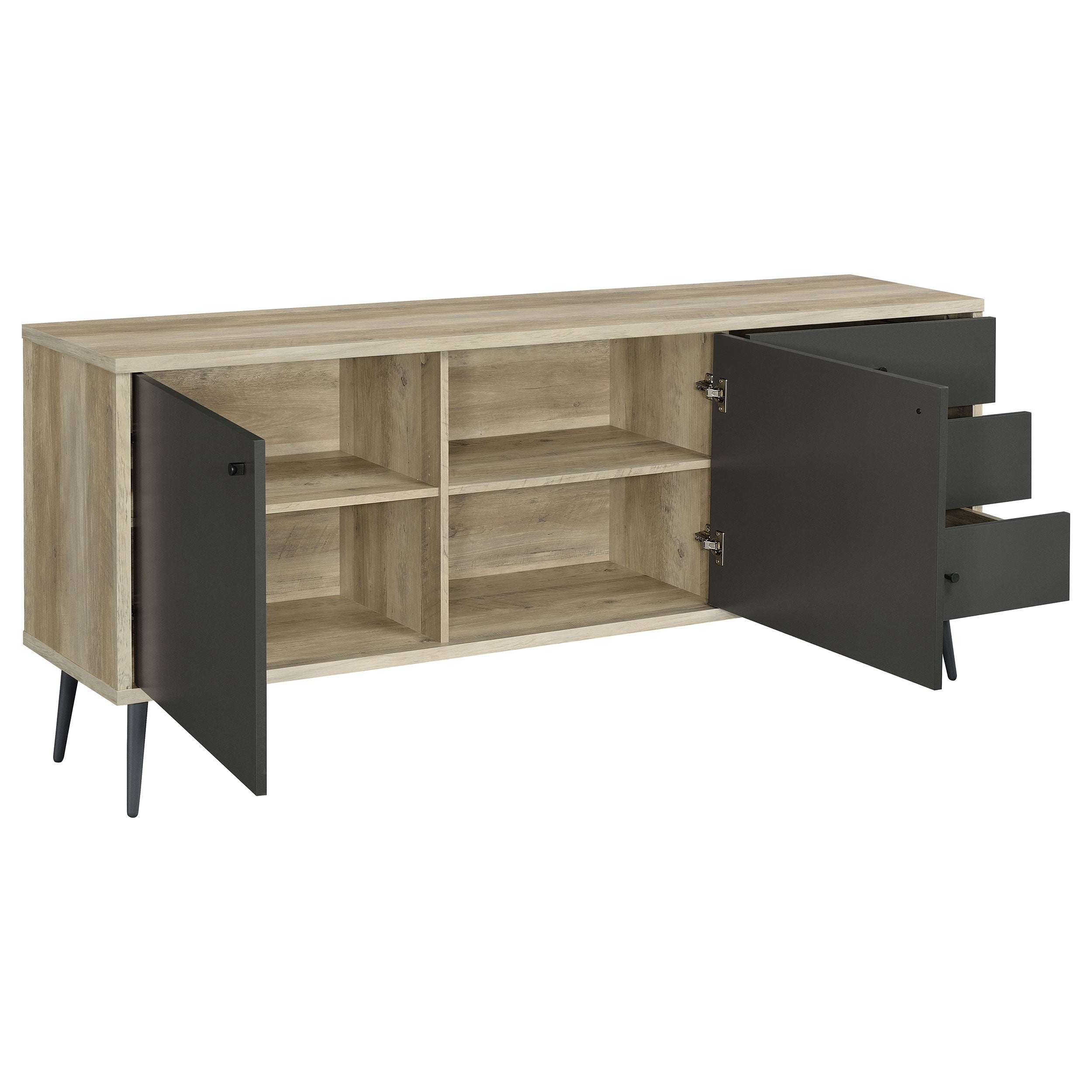 Maeve 2-door Engineered Wood Cabinet Antique Pine and Grey — view 3