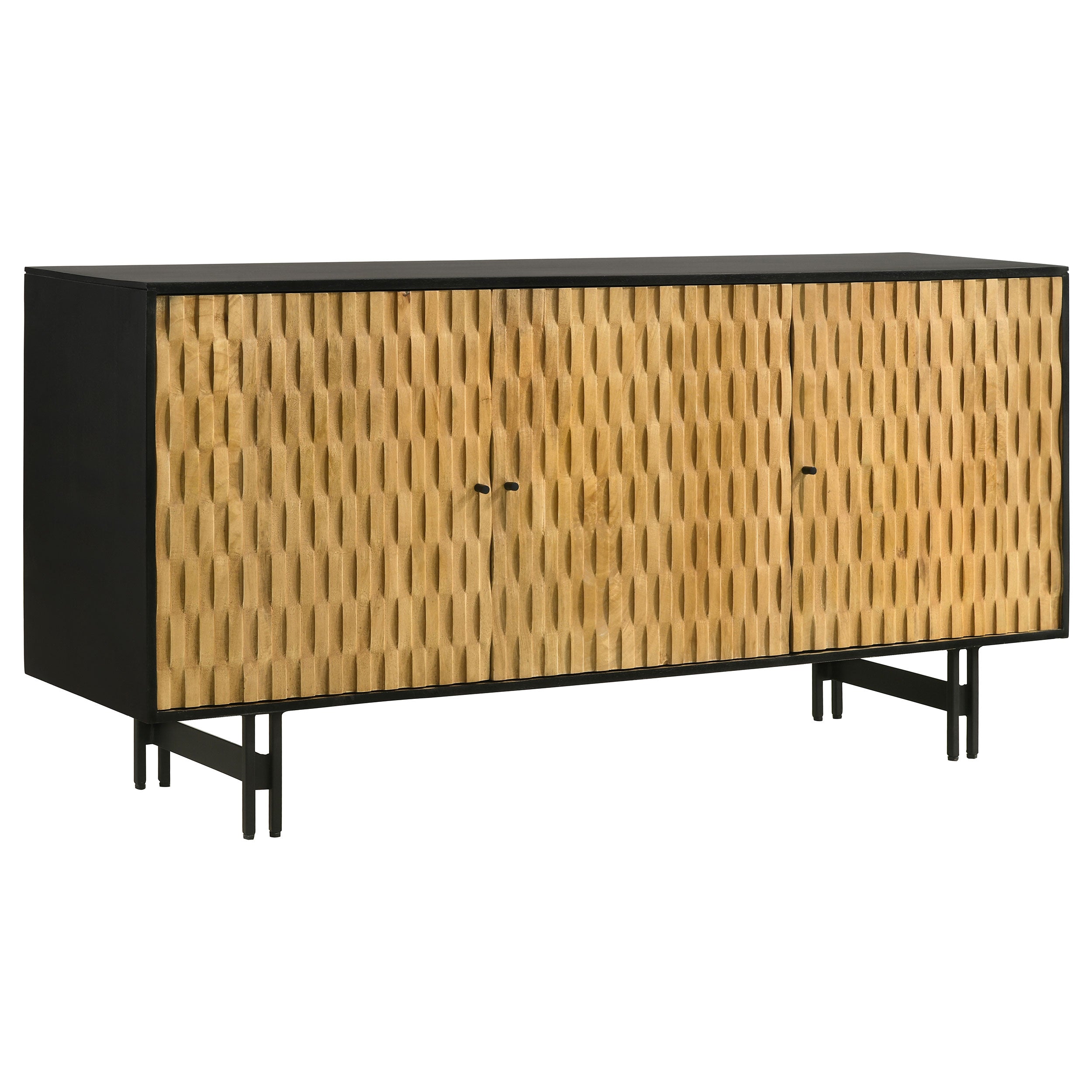 Aminah 3-door Wood Accent Cabinet Natural and Black — view 1