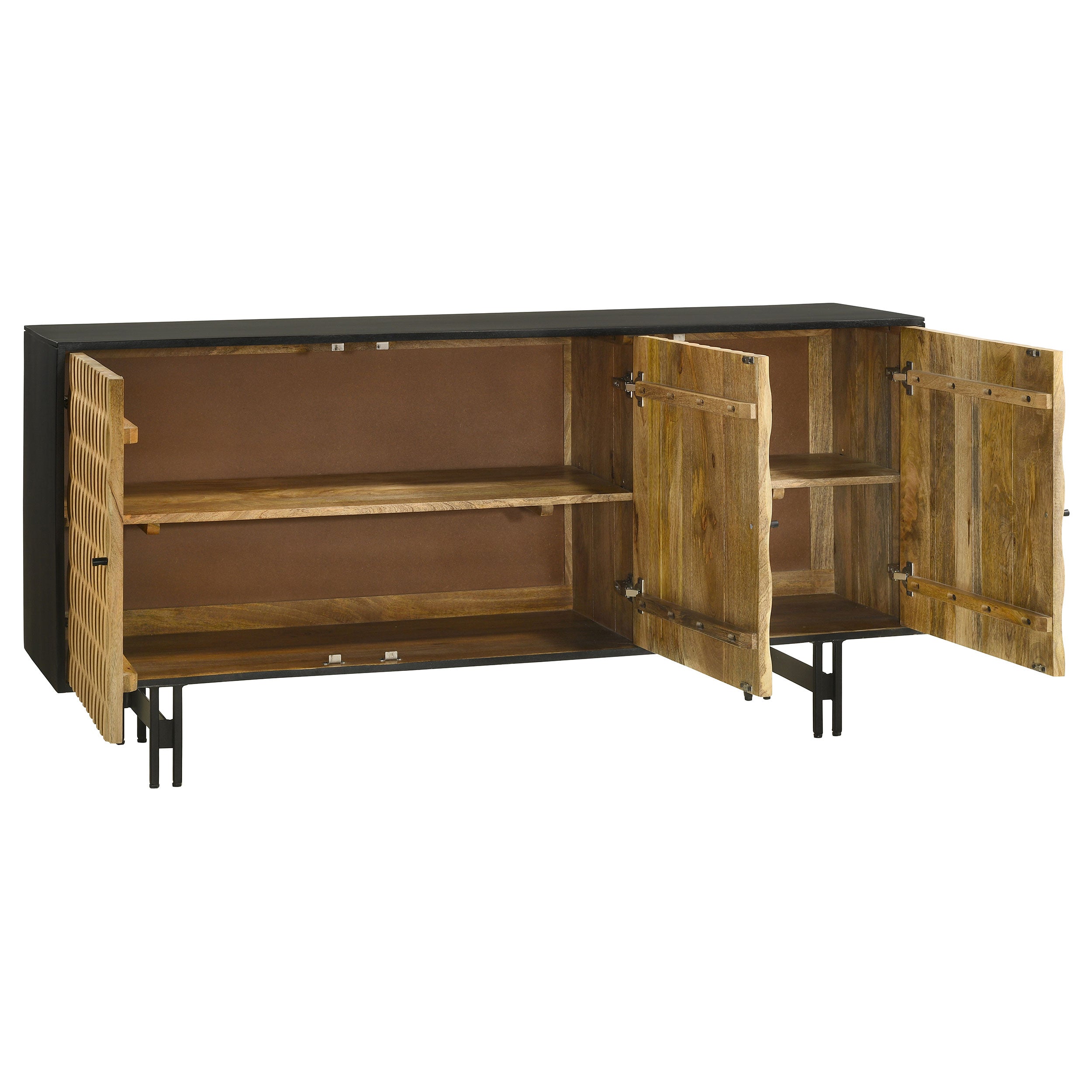 Aminah 3-door Wood Accent Cabinet Natural and Black — view 4