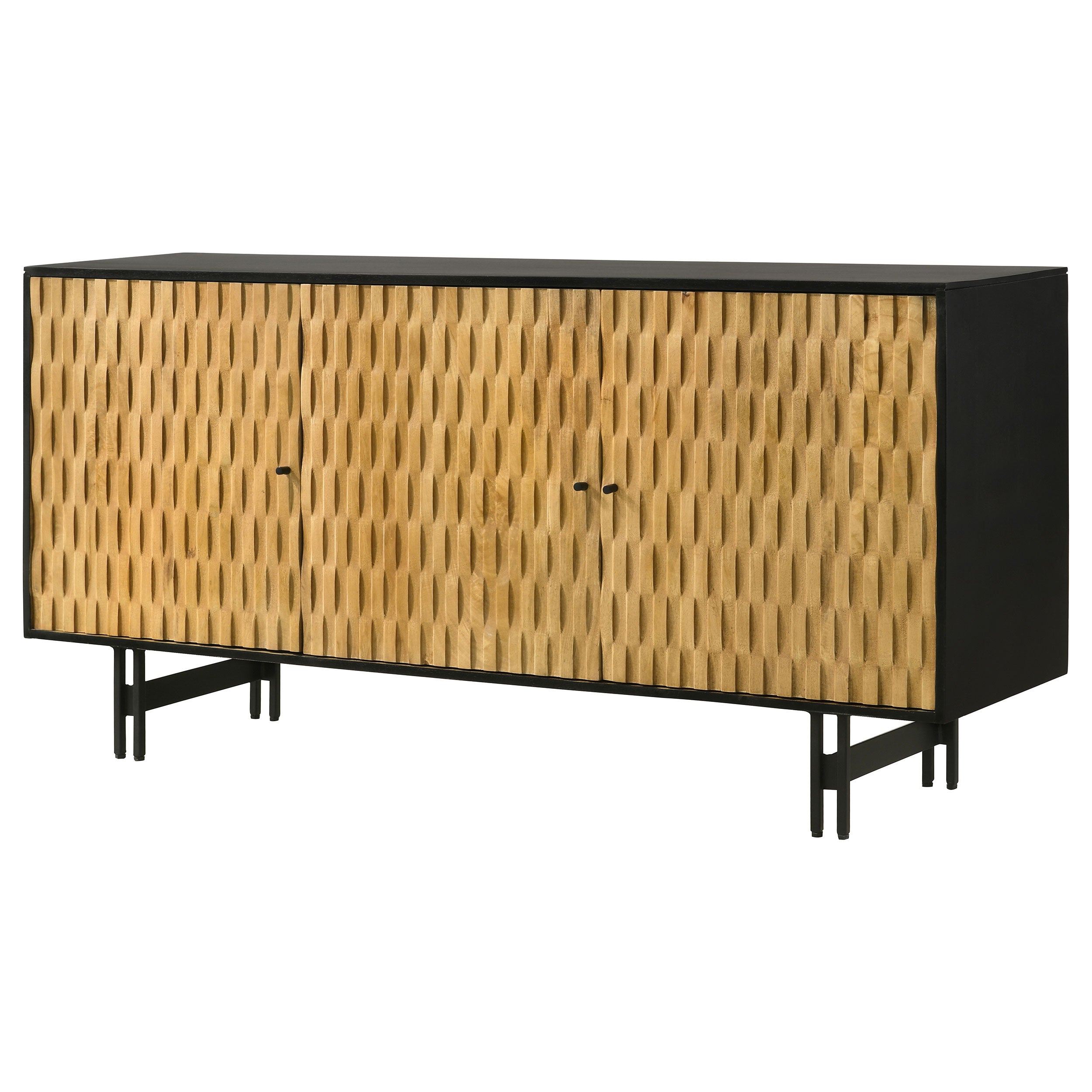 Aminah 3-door Wood Accent Cabinet Natural and Black — view 7