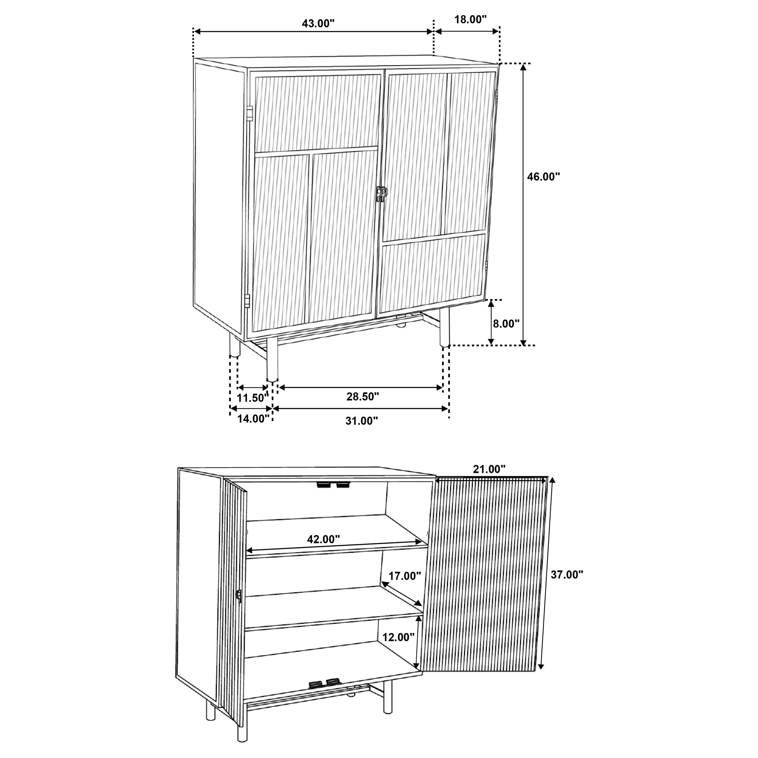 Dalia 2-door Accent Storage Cabinet with Shelving Black — view 10