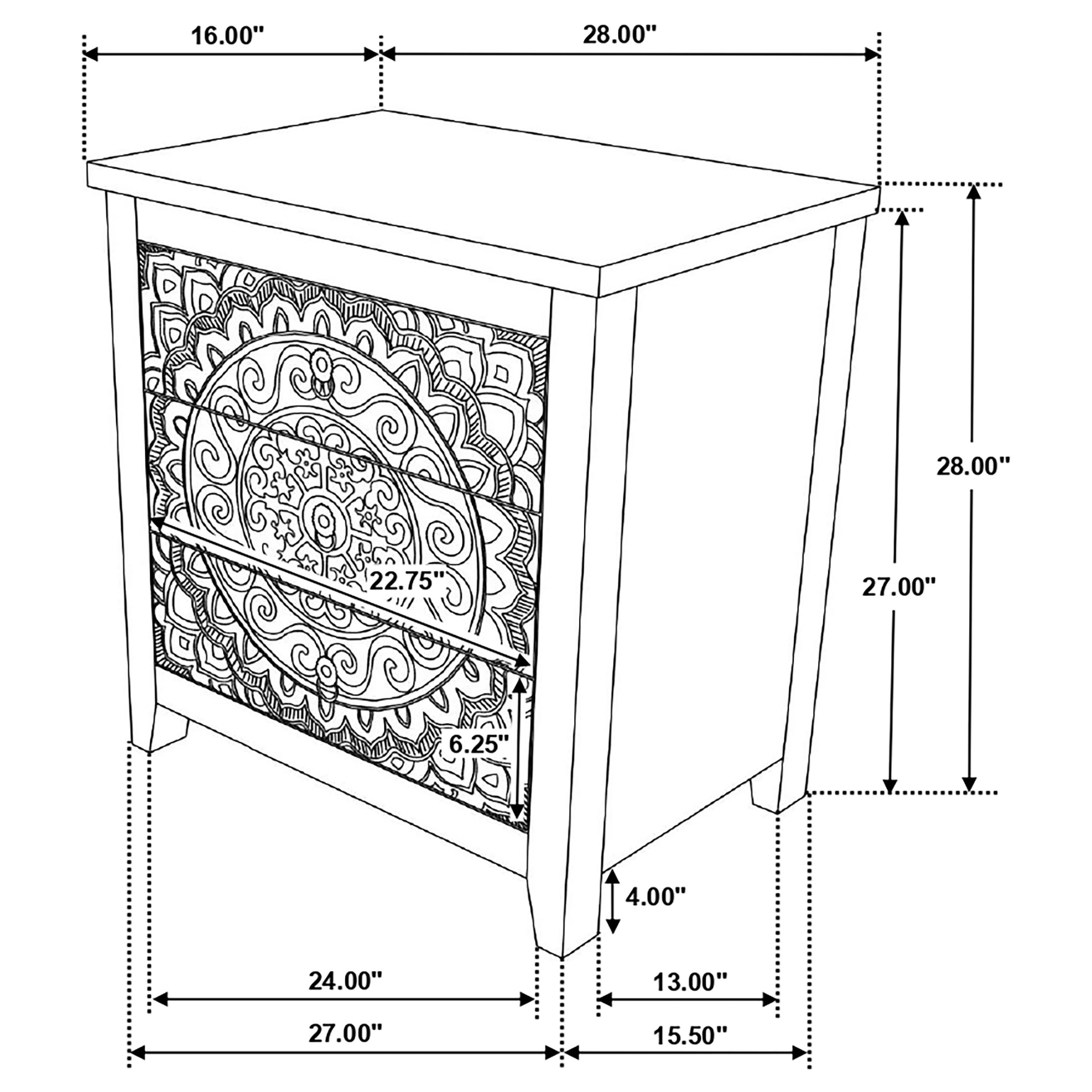 Mariska 3-drawer Wood Mandala Cabinet Distressed White — view 13