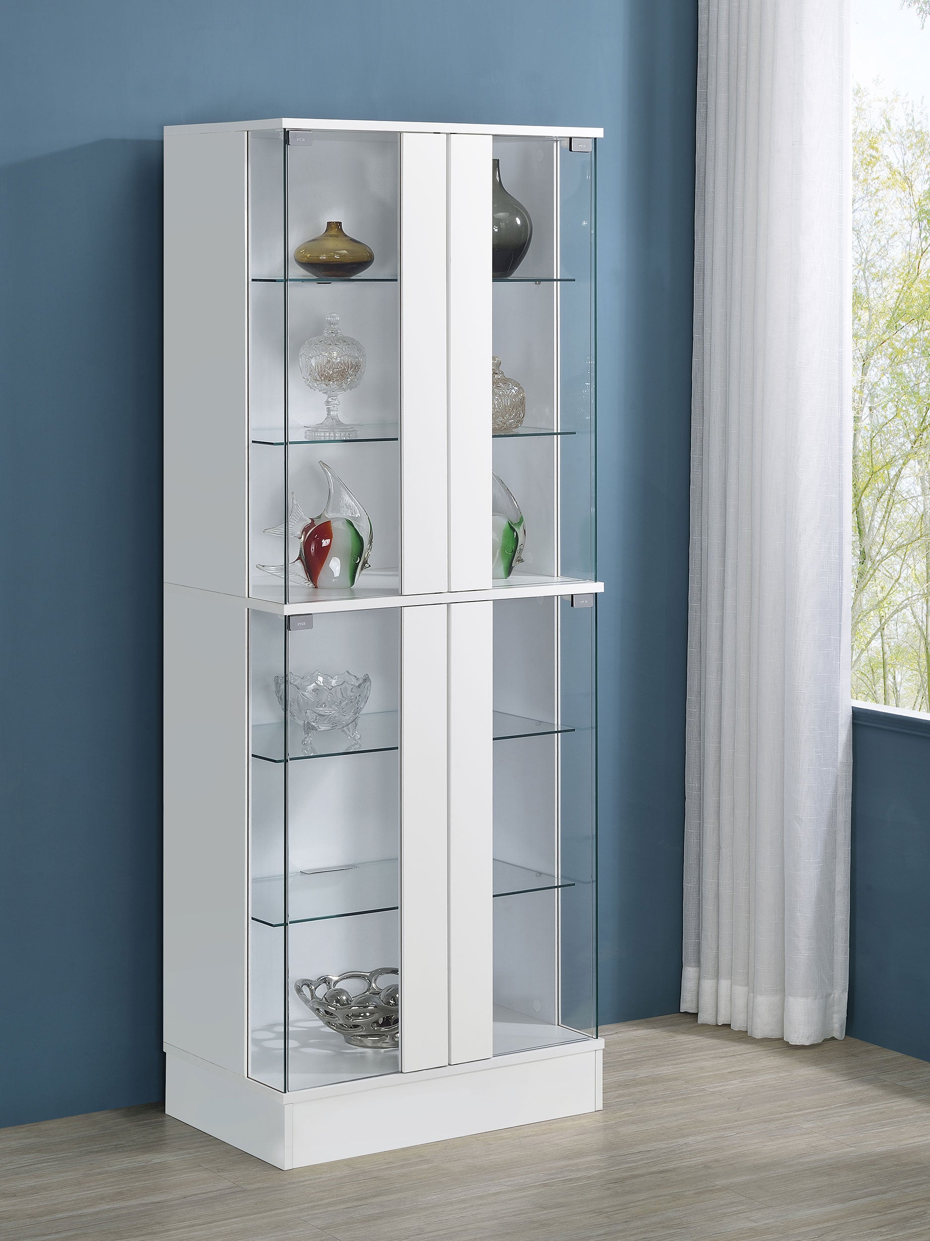 Cabra 4-door LED Curio Display Cabinet White High Gloss — view 2